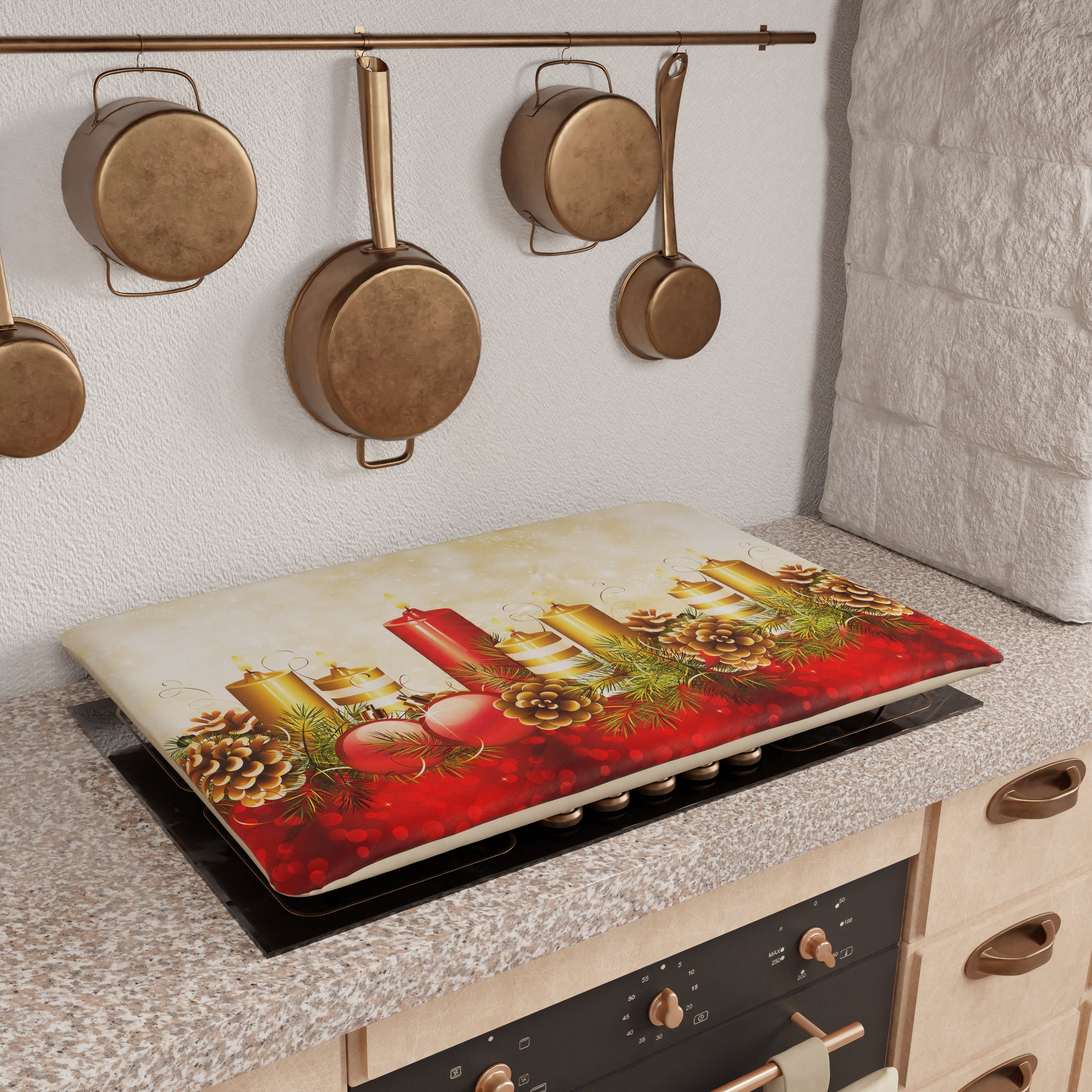 Coprifornello Natalizio Coprifuochi Cucina in Stampa Digitale Candele