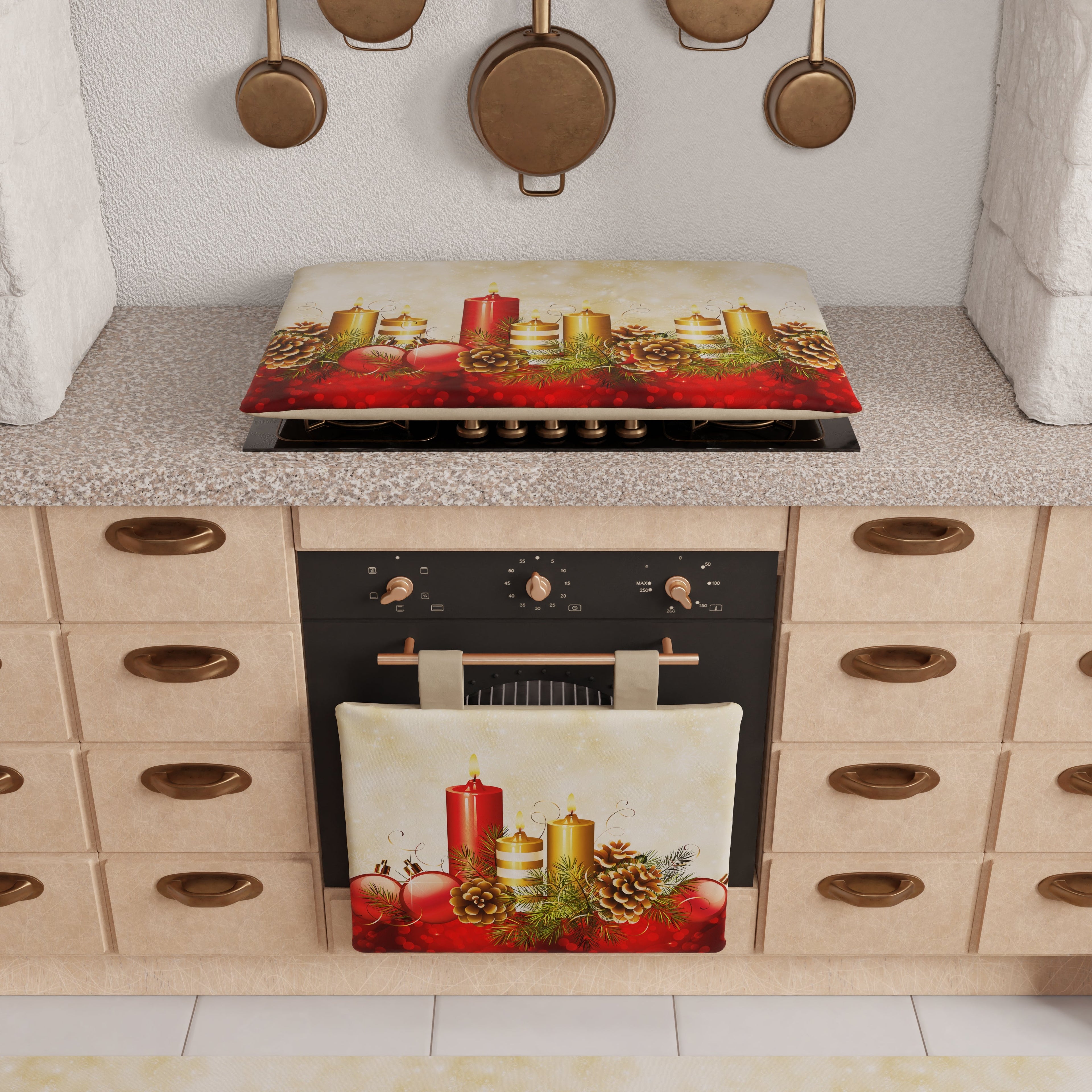 Coprifornello Natalizio Coprifuochi Cucina in Stampa Digitale Candele