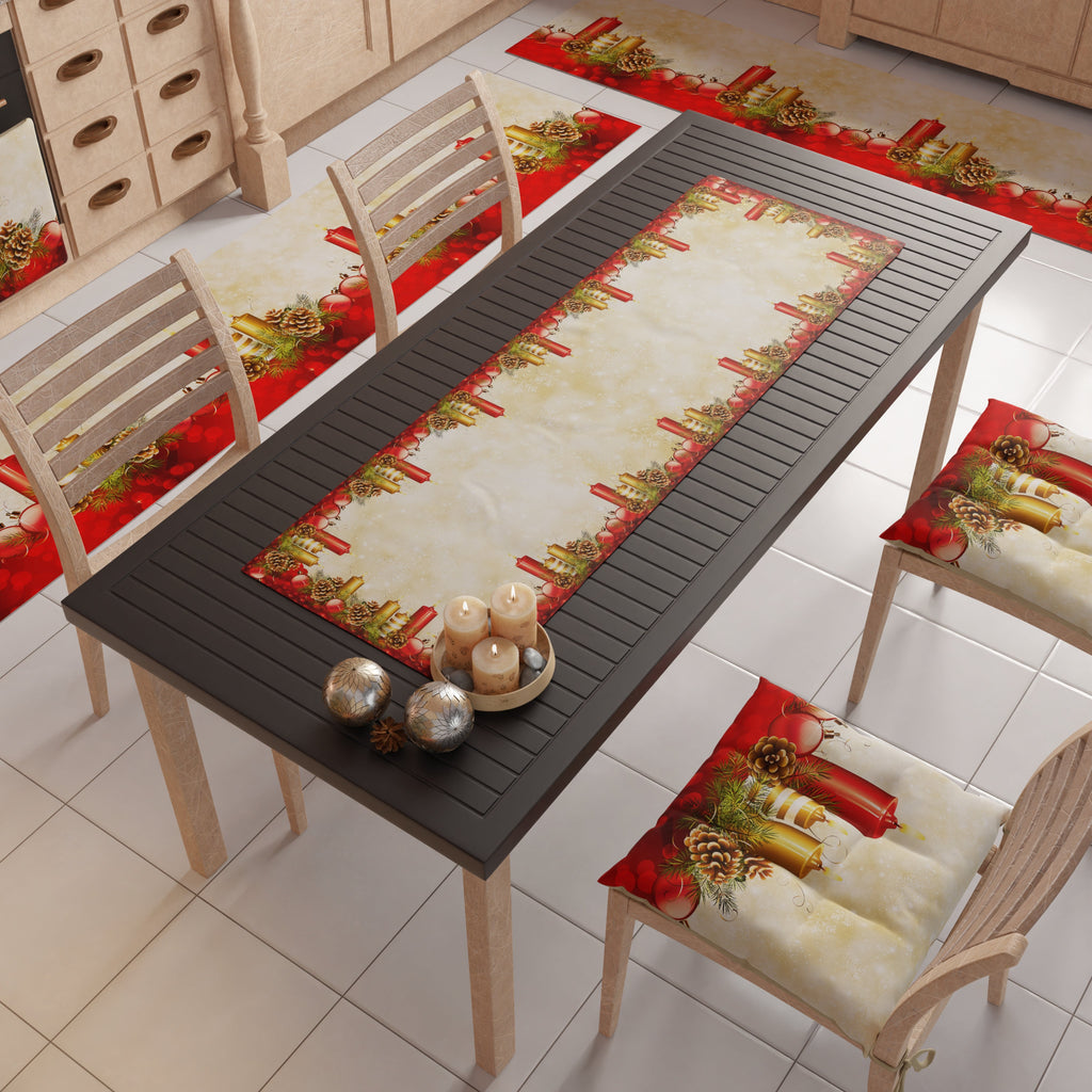 Runner Tavola Natalizio, Tovaglia Runner Natalizia, Runner Cucina Candele