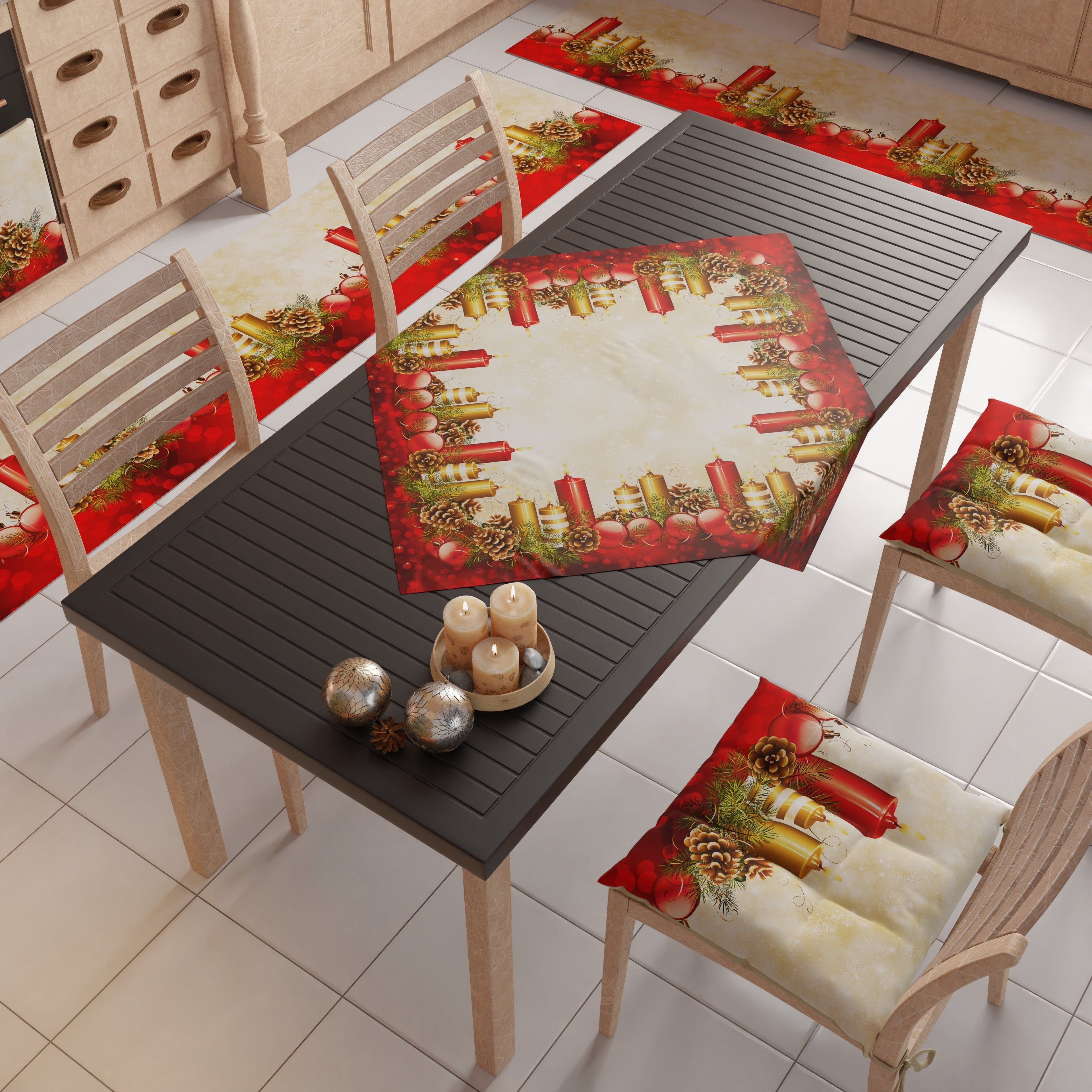 Centrotavola Natalizio per Cucina in Stampa Digitale Candele