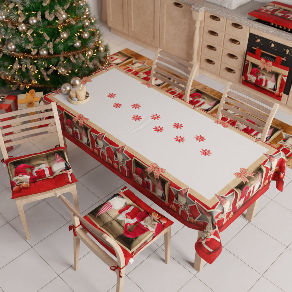 Tovaglia Natalizia, Tovaglia da tavola Antimacchia, Copritavolo da Cucina Elfo
