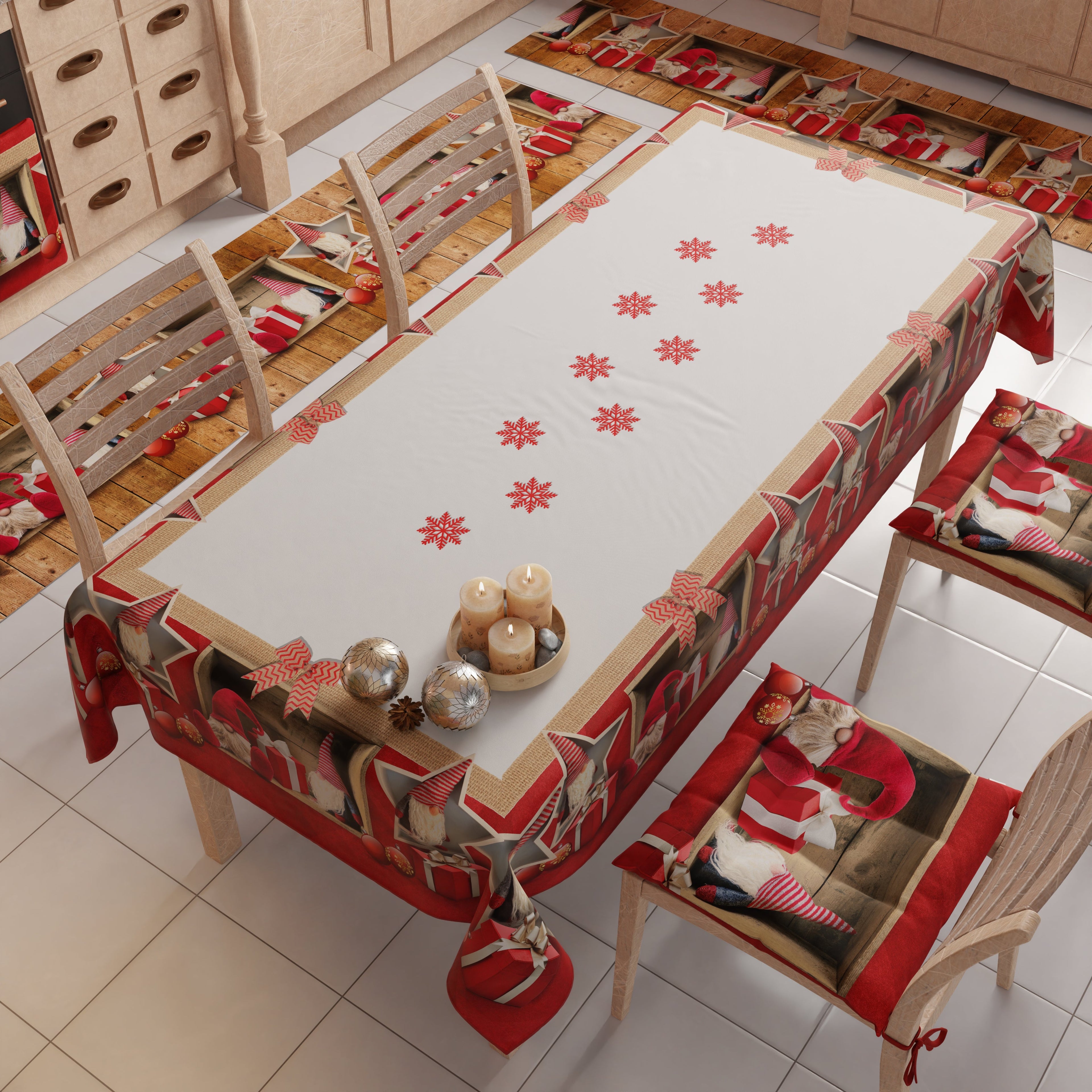 Tappeto Cucina Natalizio Antiscivolo Passatoia Natalizia Cucina lavabile, Elfo