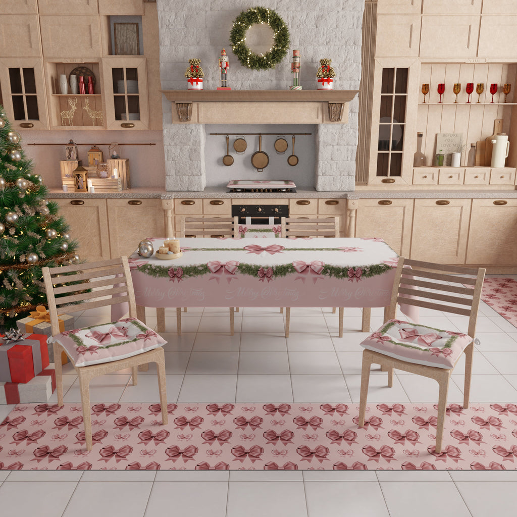 Tappeto Cucina Natalizio Antiscivolo Passatoia Natalizia Cucina lavabile Fiocco Rosa Piume