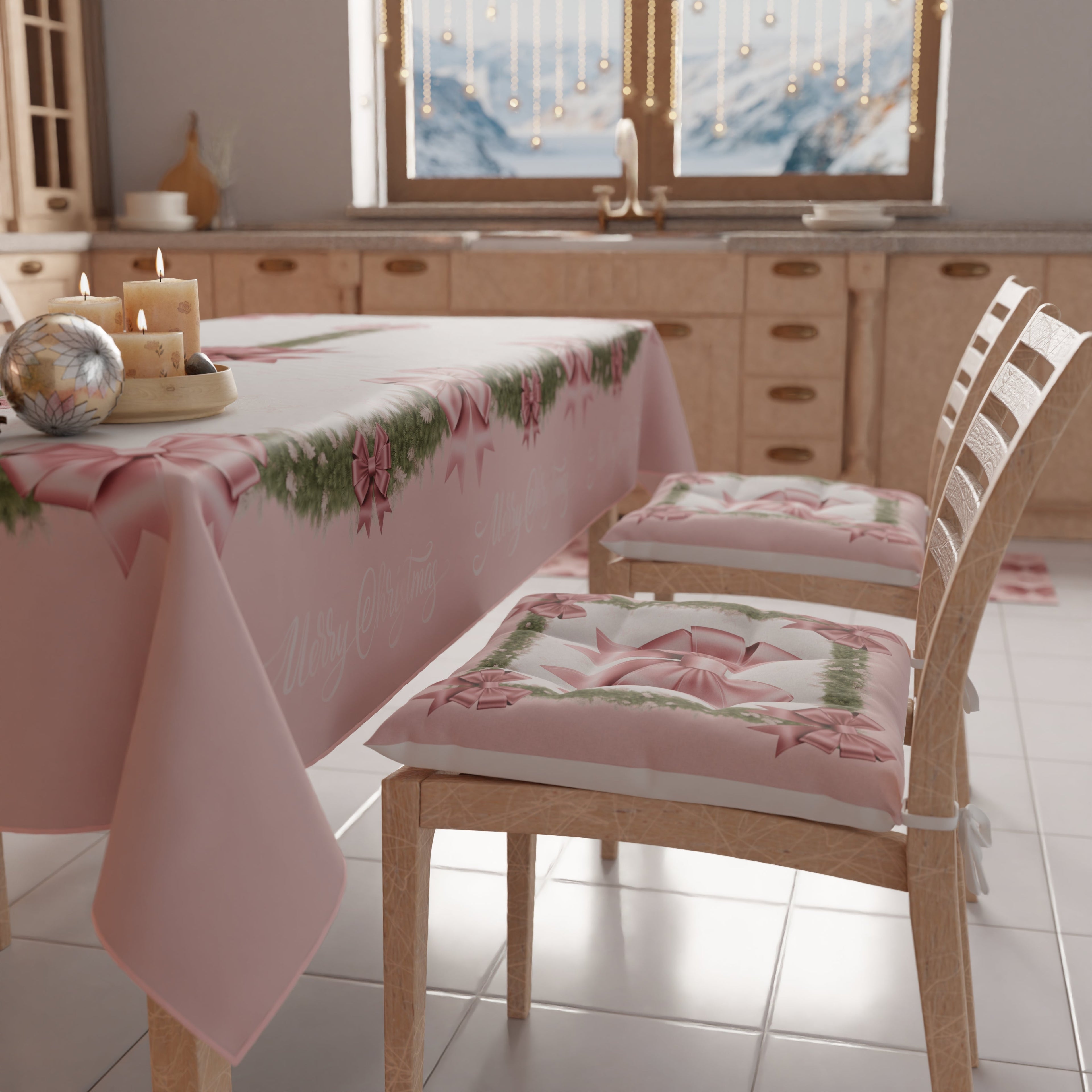 Cuscini per Sedie Natalizi Coprisedia Natalizi 6 Pezzi Fiocco Rosa Piume