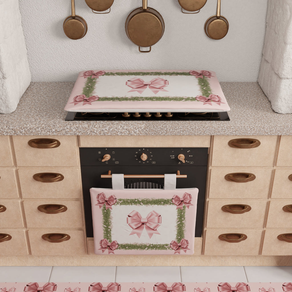 Coprifornello Natalizio Coprifuochi Cucina in Stampa Digitale Fiocco Rosa Piume