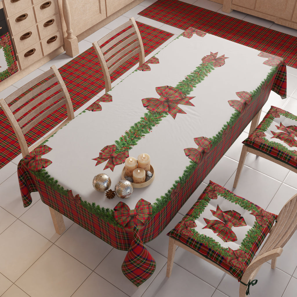 Tappeto Cucina Natalizio Antiscivolo Passatoia Natalizia Cucina lavabile Fiocco Tartan, Fantasia Scozzese