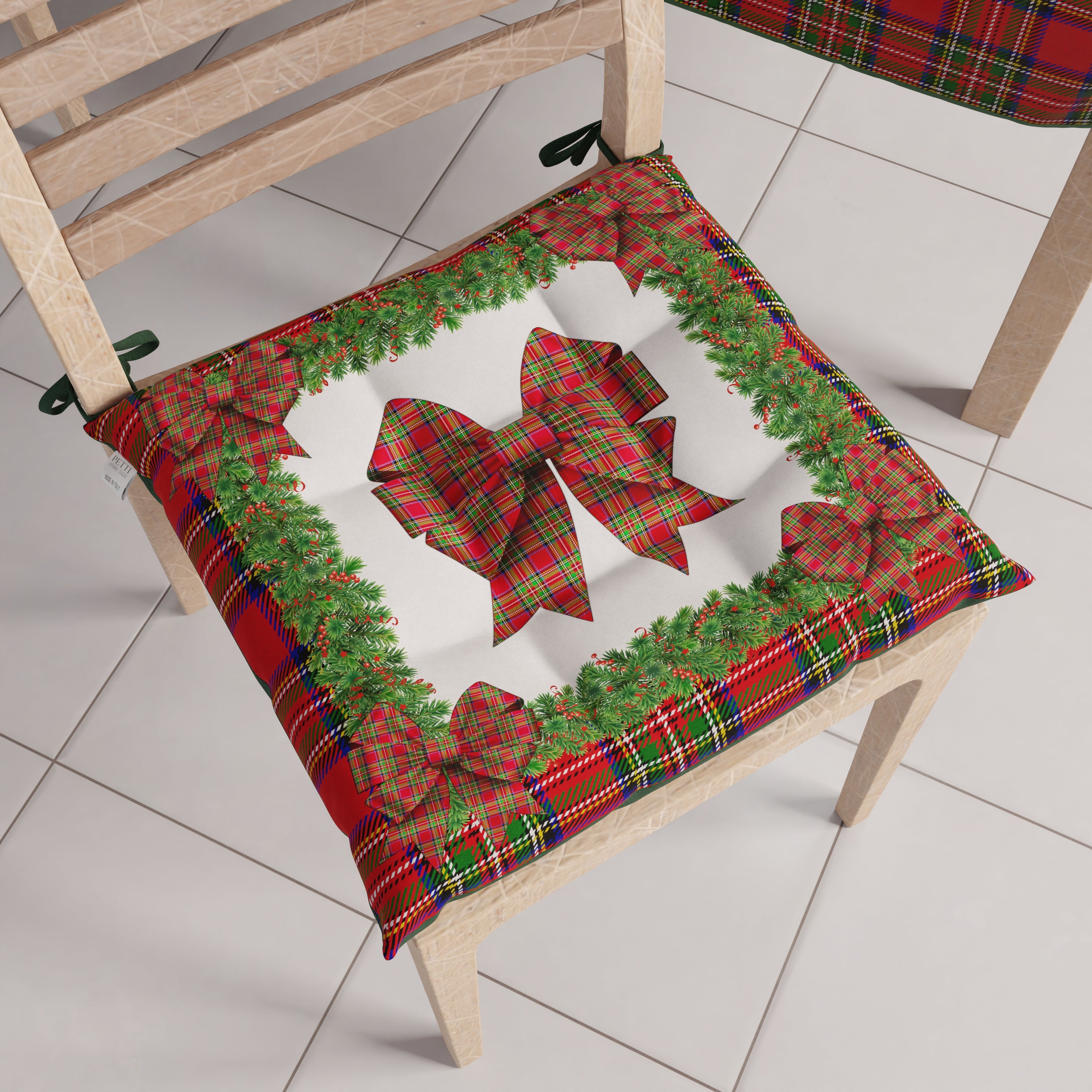 Cuscini per Sedie Natalizi Coprisedia Natalizi 6 Pezzi Fiocco Tartan, Fantasia Scozzese
