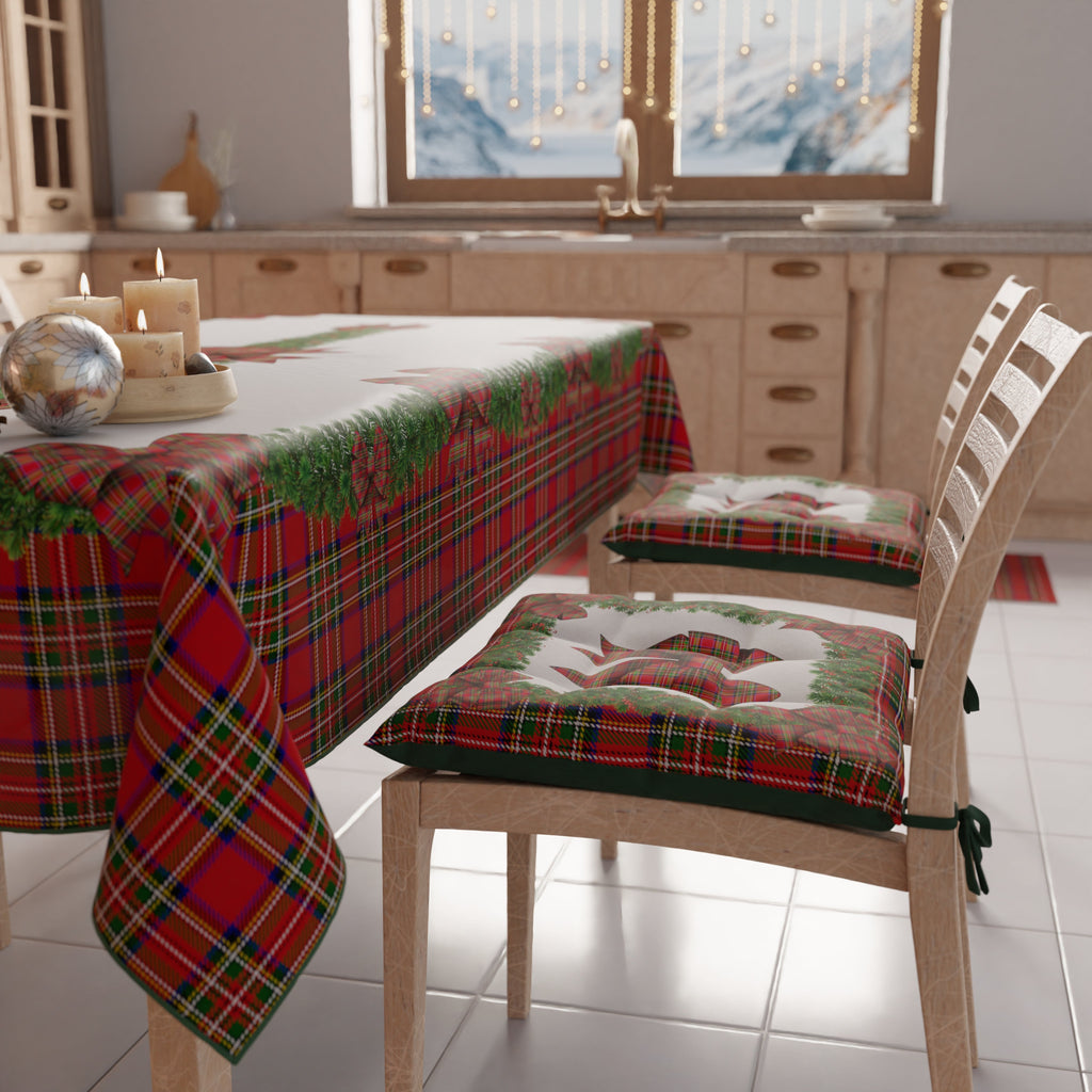 Cuscini per Sedie Natalizi Coprisedia Natalizi 6 Pezzi Fiocco Tartan, Fantasia Scozzese