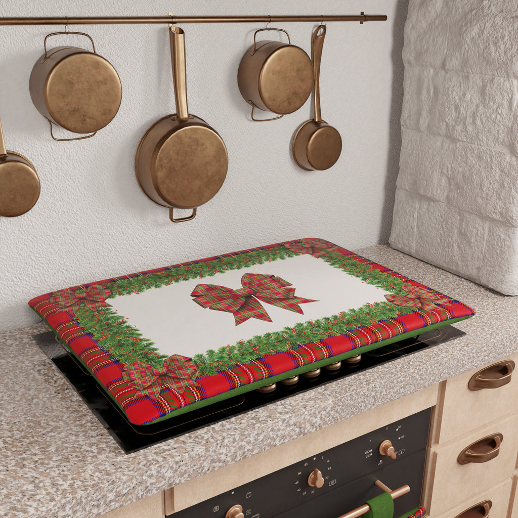 Coprifornello Natalizio Coprifuochi Cucina in Stampa Digitale Fiocco Tartan, Fantasia Scozzese