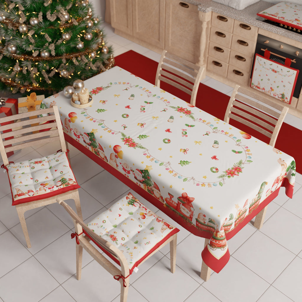 Tovaglia Natalizia, Tovaglia da tavola Antimacchia, Copritavolo da Cucina Gnomo