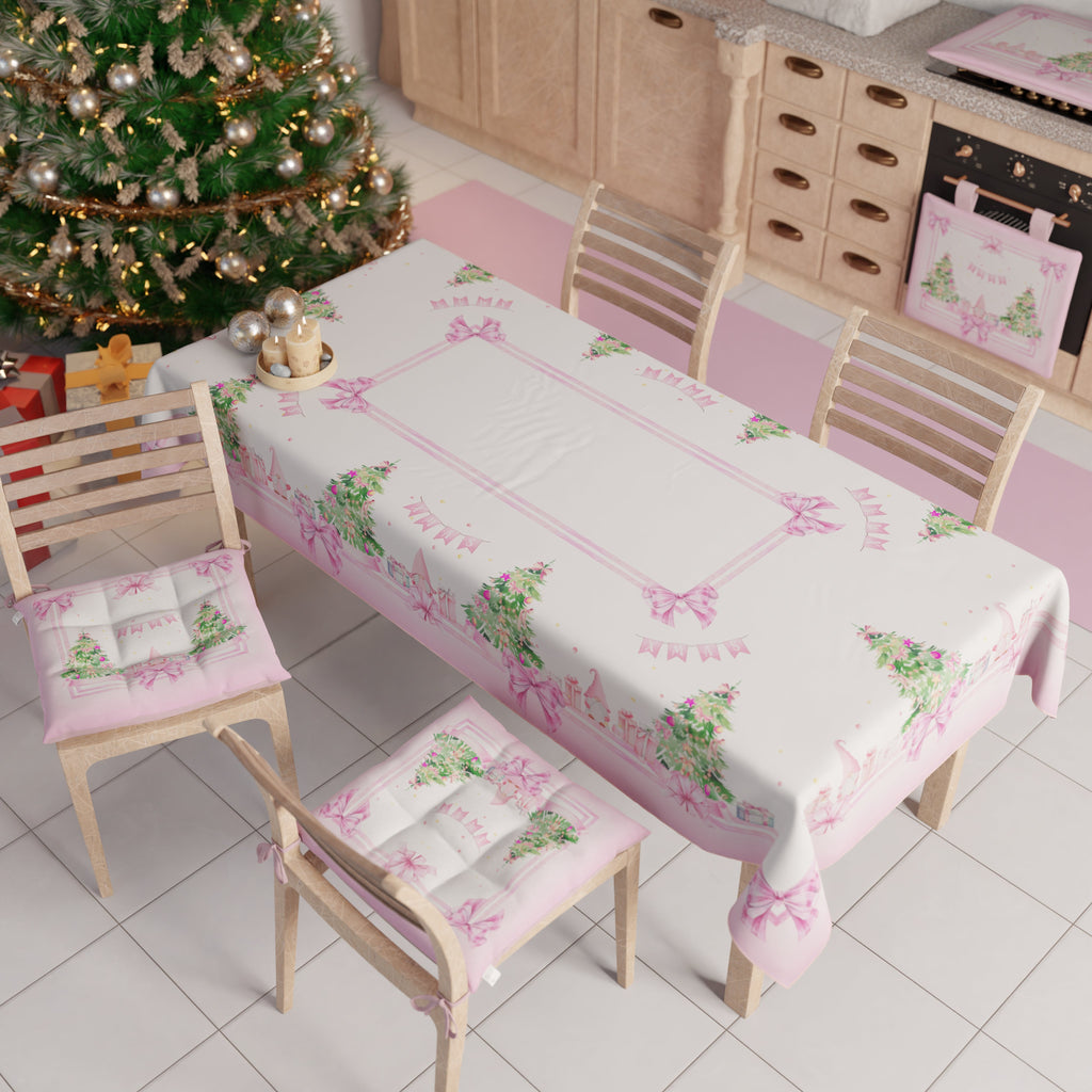 Tovaglia Natalizia, Tovaglia da tavola Antimacchia, Copritavolo da Cucina Gnomo Rosa