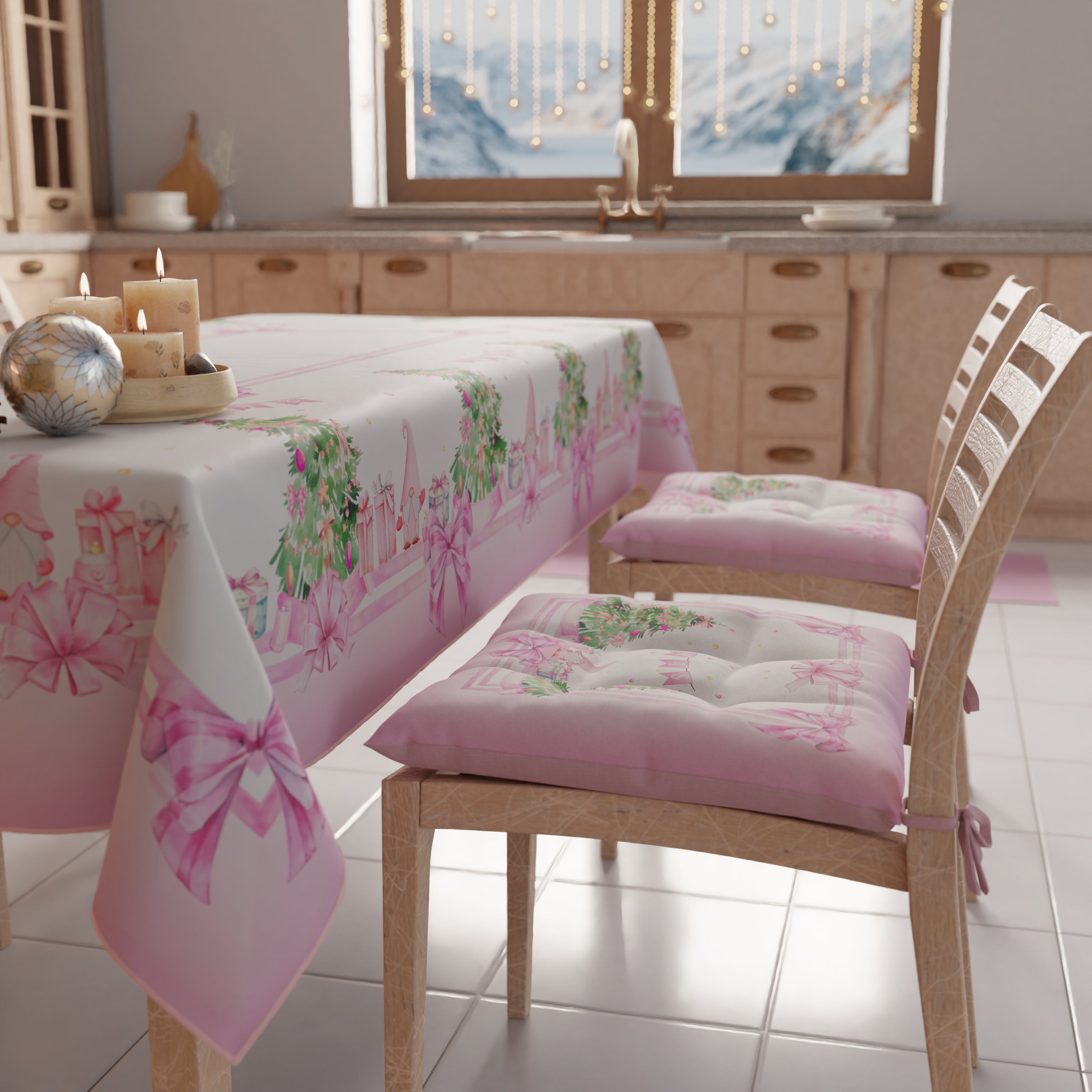 Cuscini per Sedie Natalizi Coprisedia Natalizi 6 Pezzi Gnomo Rosa