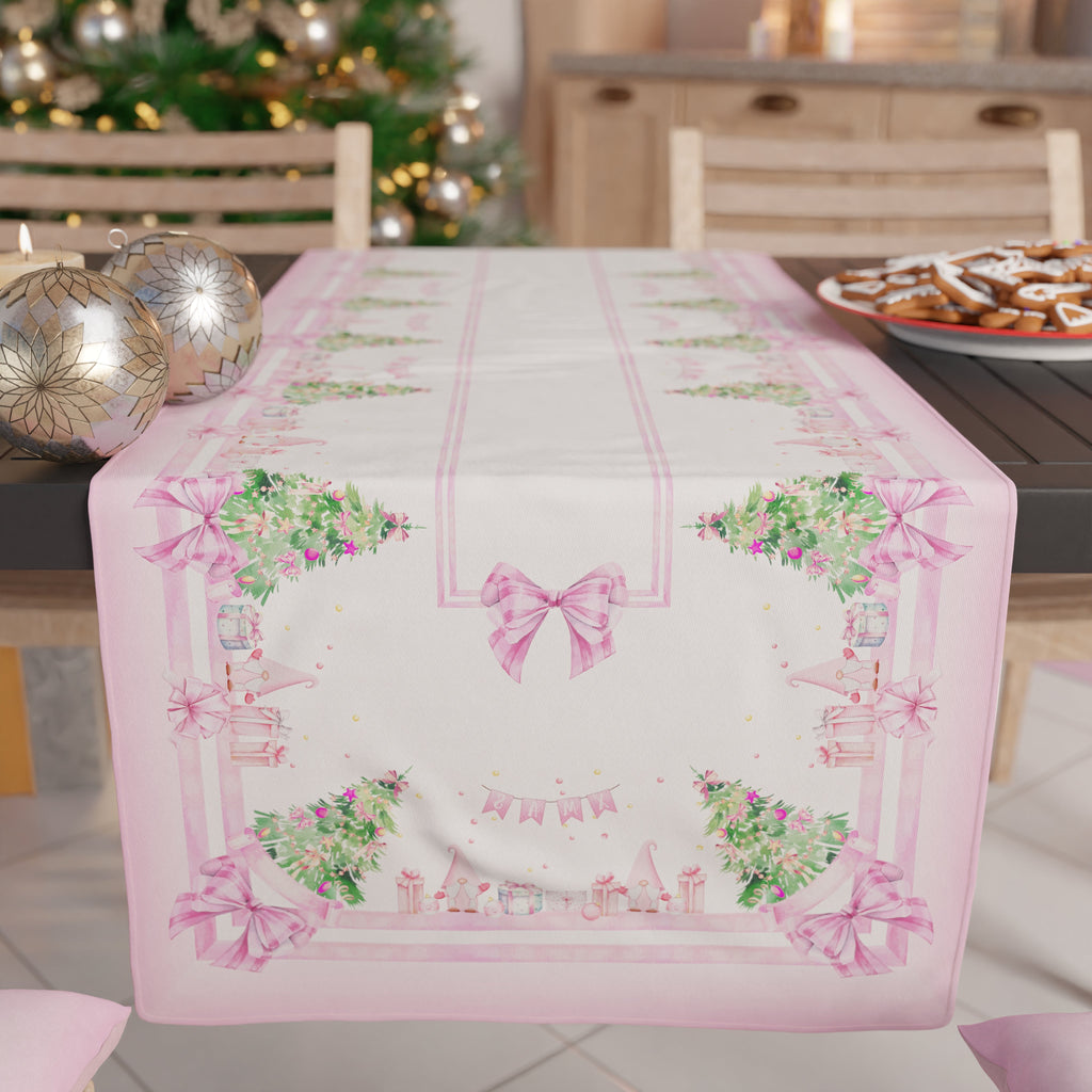 Runner Natalizi , Runner Tavola Natalizio, Tovaglia Runner Natalizia, Runner Cucina Gnomo Rosa