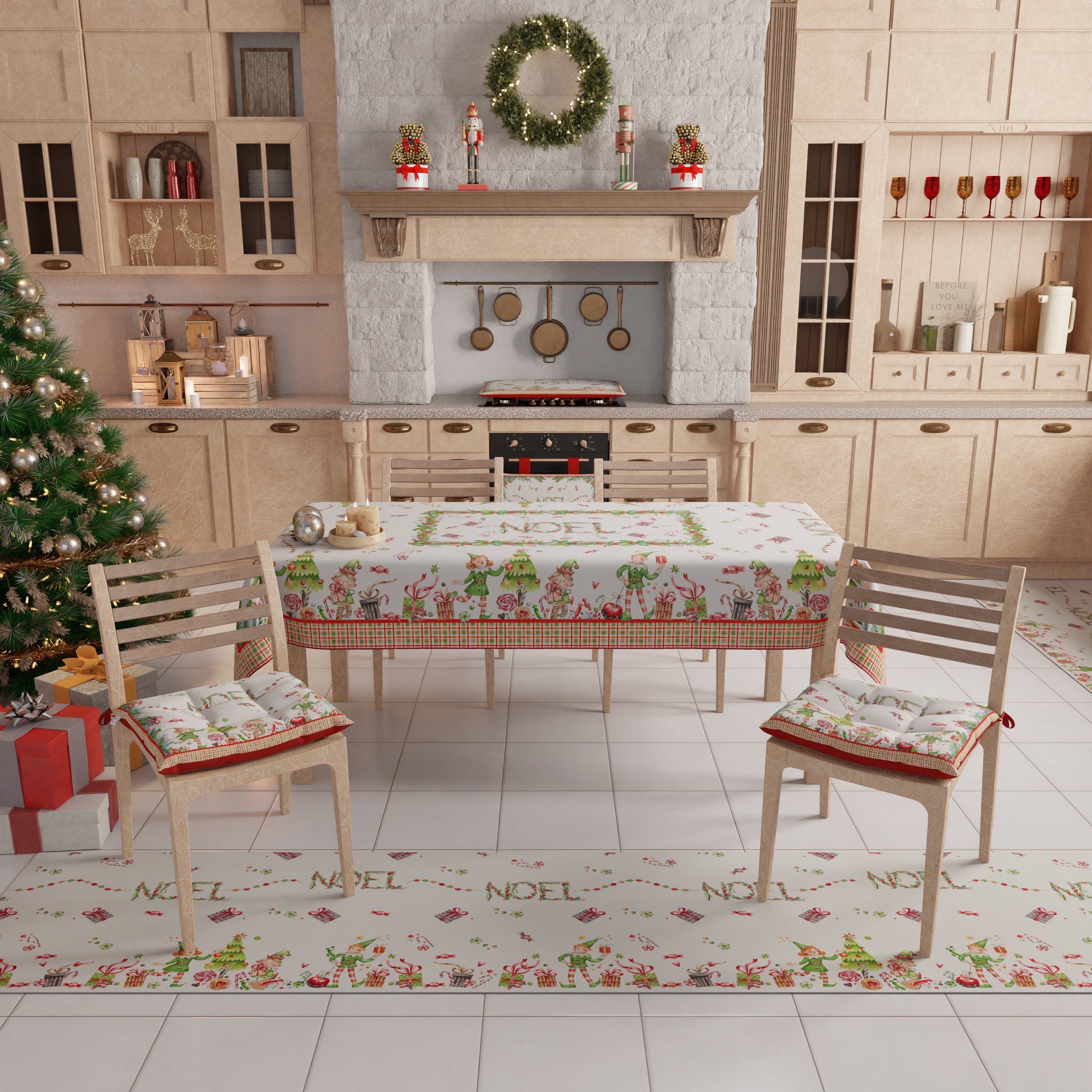 Tovaglia Natalizia, Tovaglia da tavola Antimacchia, Copritavolo da Cucina Noel