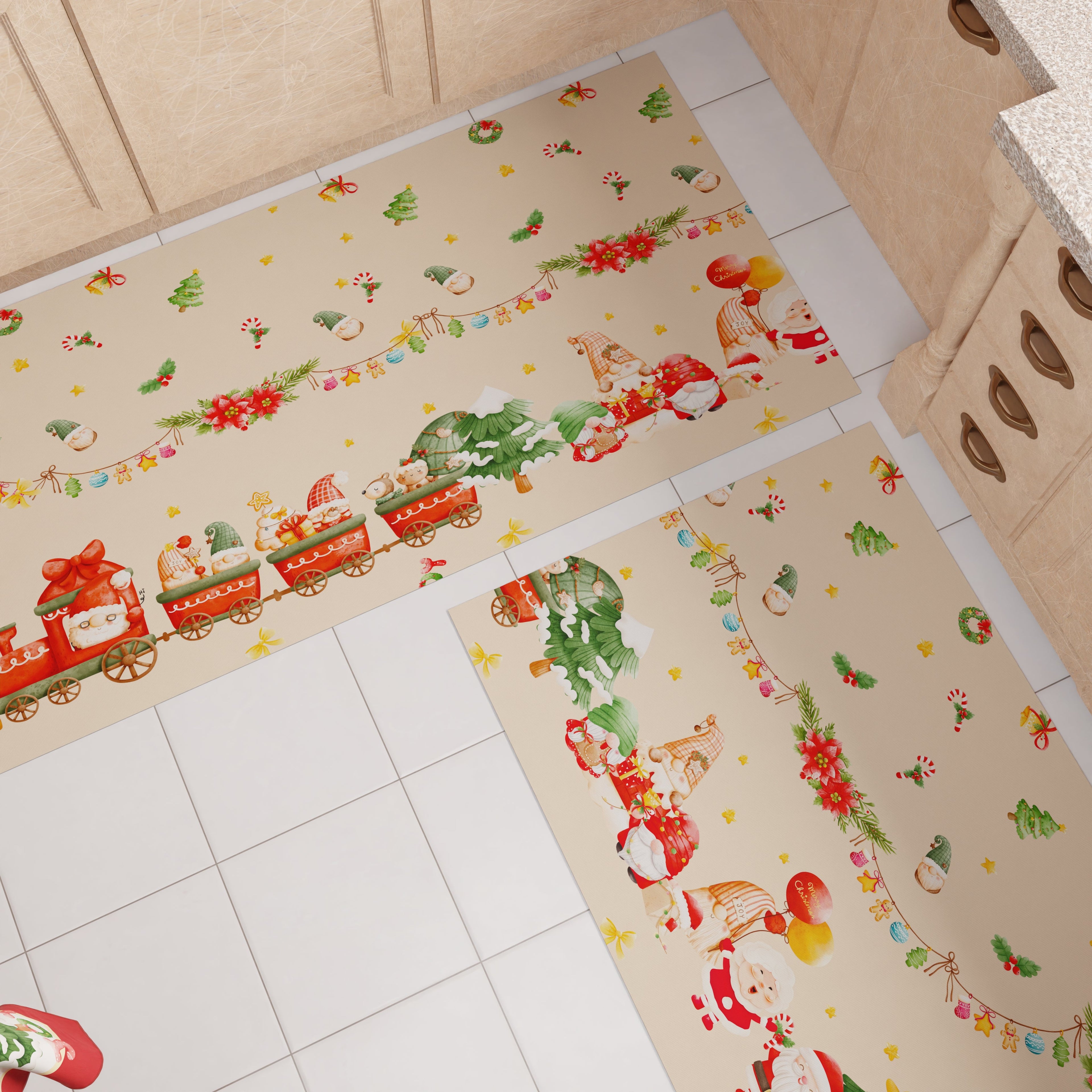 Tappeto Cucina Natalizio Antiscivolo Passatoia Natalizia Cucina lavabile, Gnomo