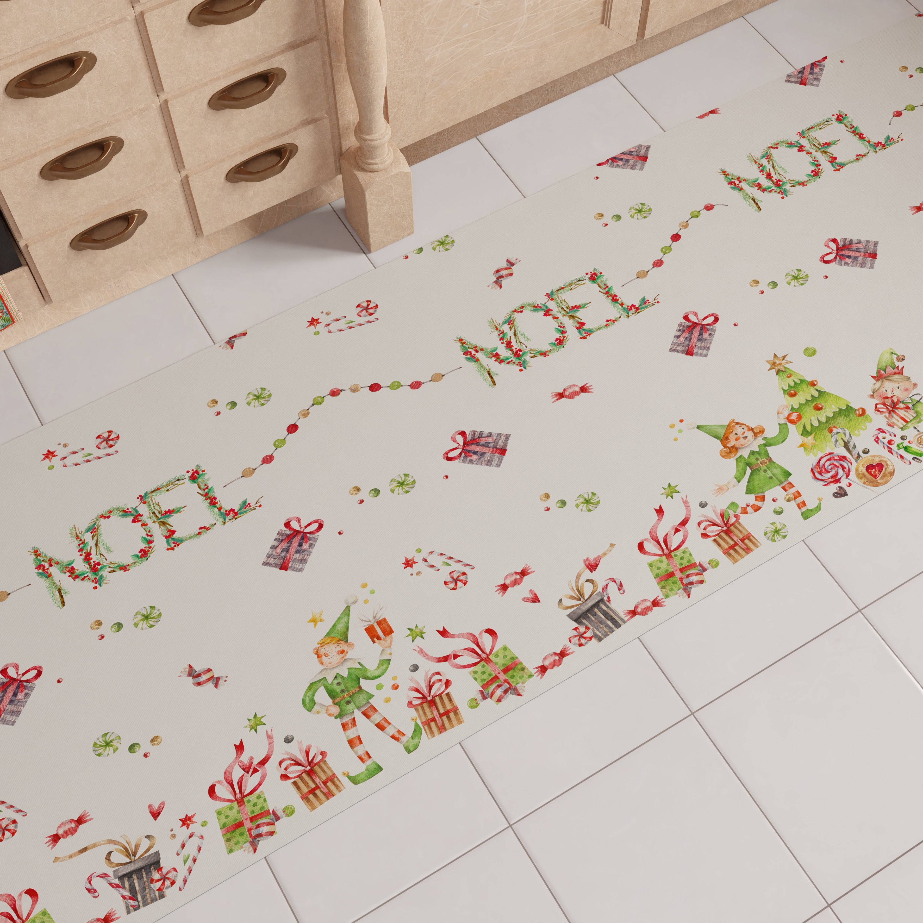 Tappeto Cucina Natalizio Antiscivolo Passatoia Natalizia Cucina lavabile Noel