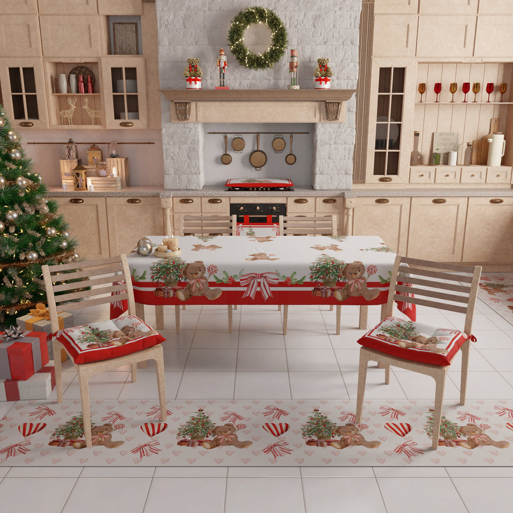 Tovaglia Natalizia, Tovaglia da tavola Antimacchia, Copritavolo da Cucina Orsetto