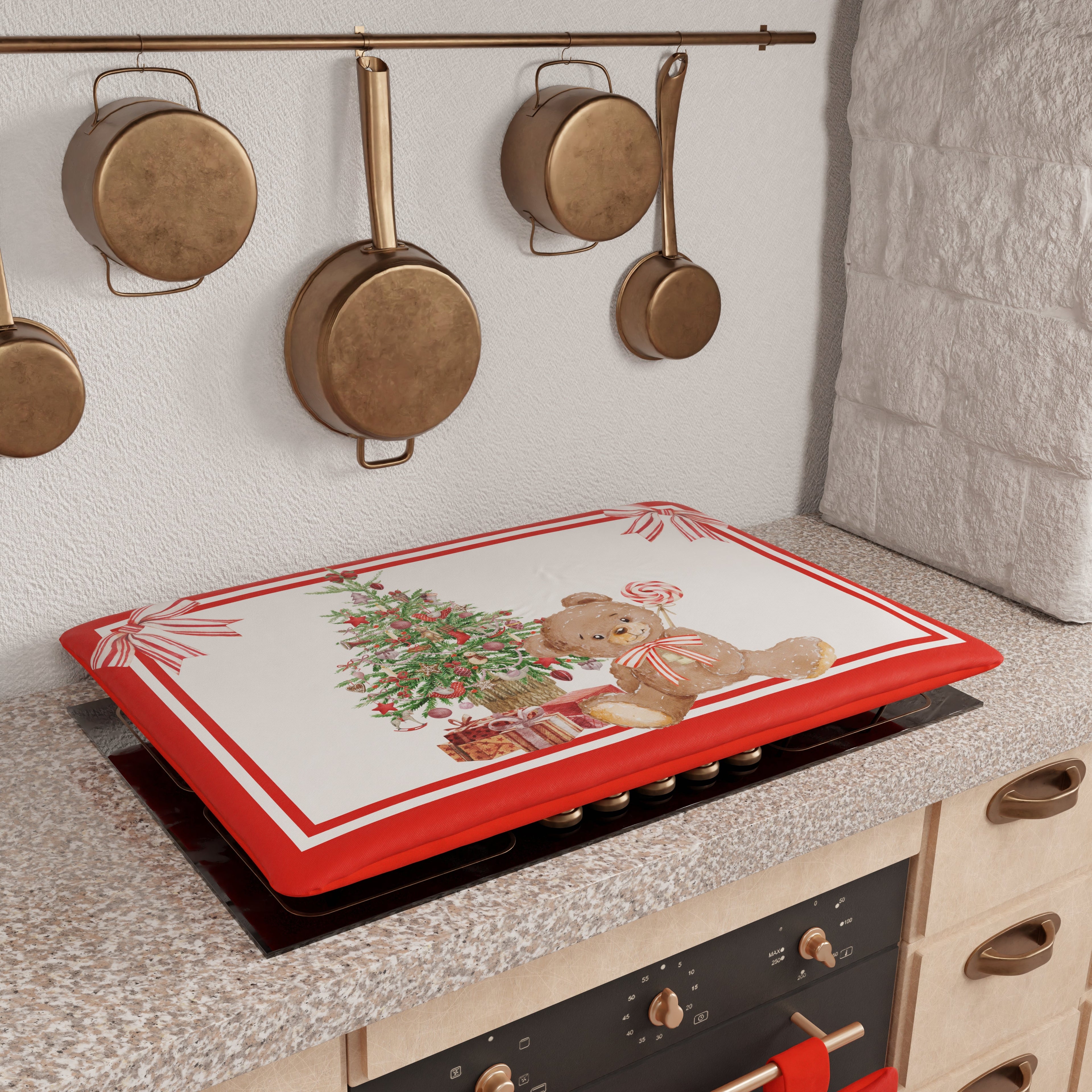 Coprifornello Natalizio Coprifuochi Cucina in Stampa Digitale Orsetto