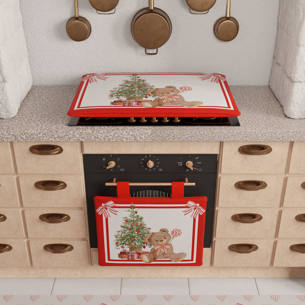 Coprifornello Natalizio Coprifuochi Cucina in Stampa Digitale Orsetto