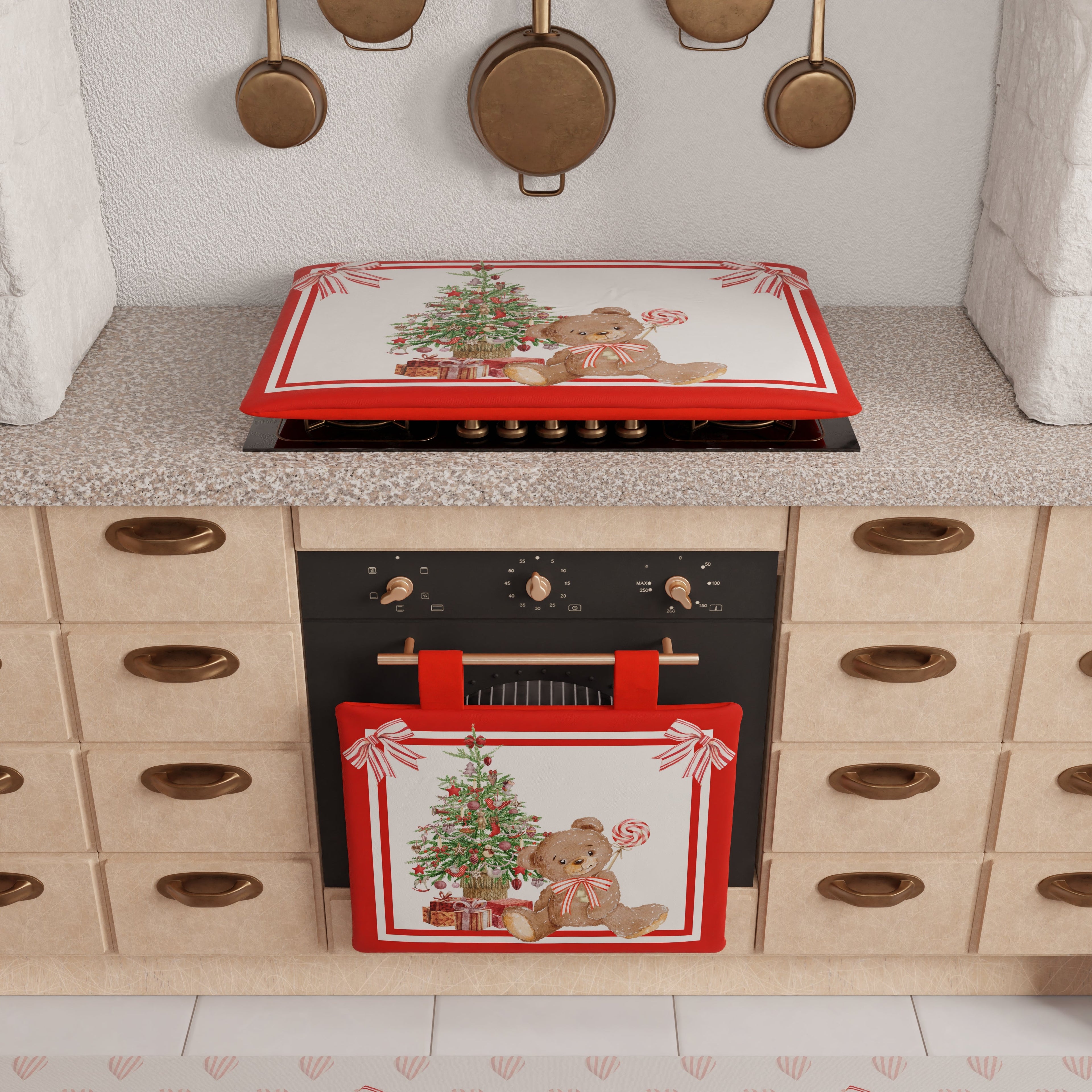 Coprifornello Natalizio Coprifuochi Cucina in Stampa Digitale Orsetto