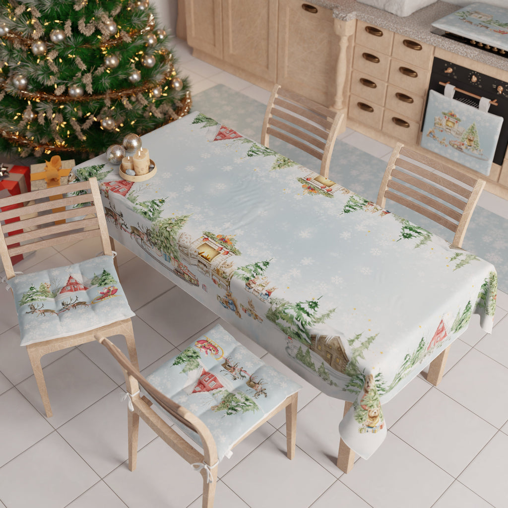 Tovaglia Natalizia, Tovaglia da tavola Antimacchia, Copritavolo da Cucina Snow