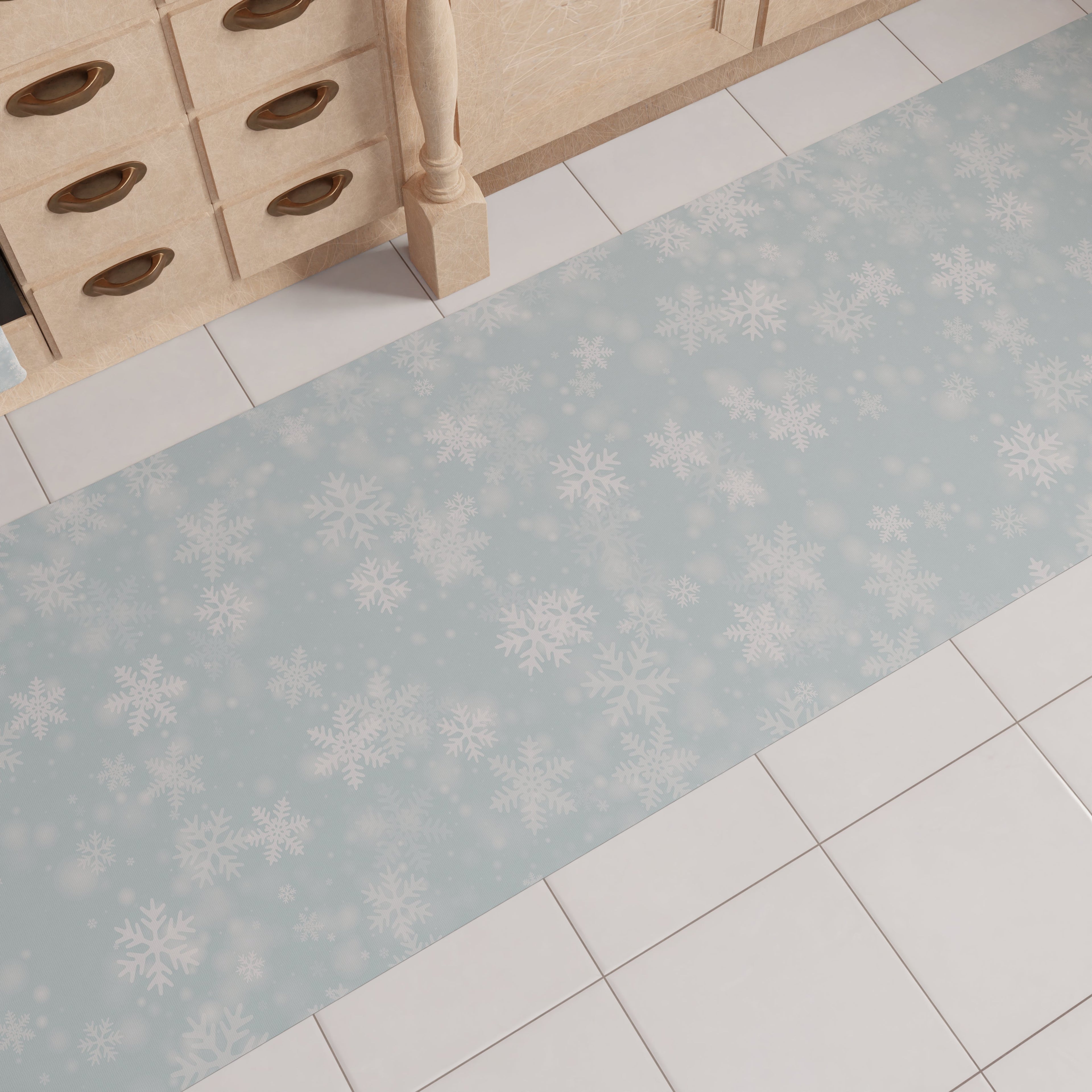 Tappeto Cucina Natalizio Antiscivolo Passatoia Natalizia Cucina lavabile Snow