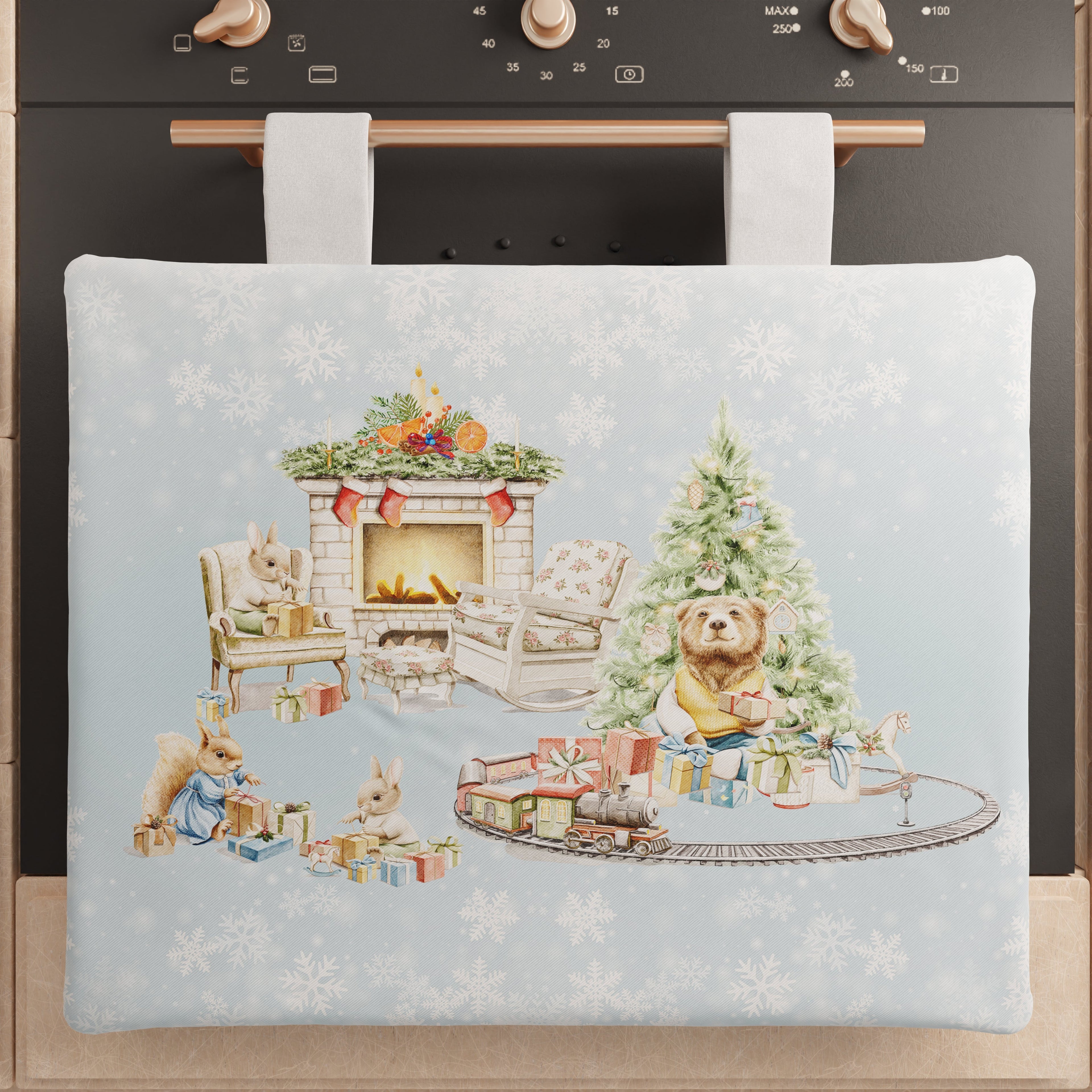 Copriforno Natalizio per Cucina in Stampa Digitale Snow