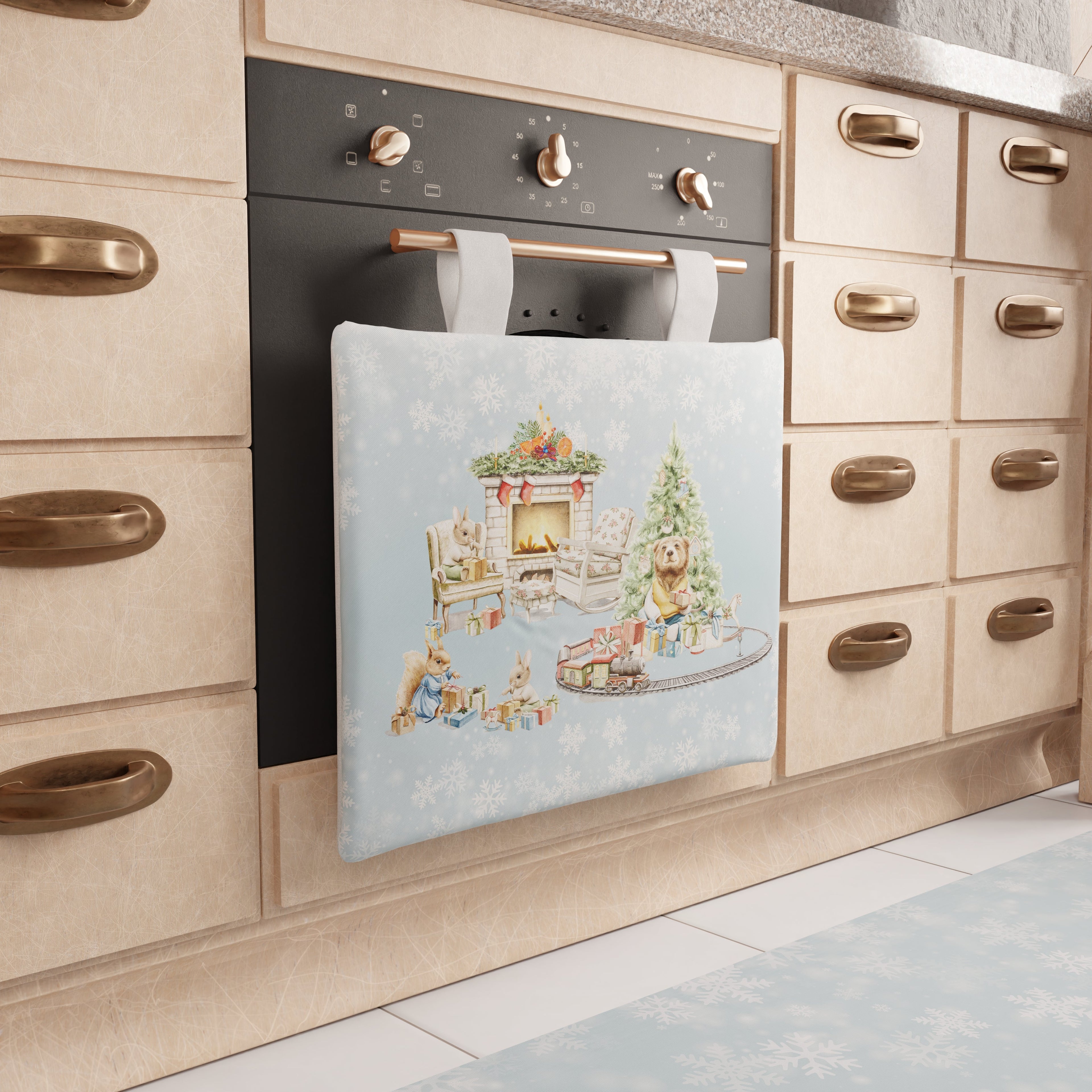 Copriforno Natalizio per Cucina in Stampa Digitale Snow