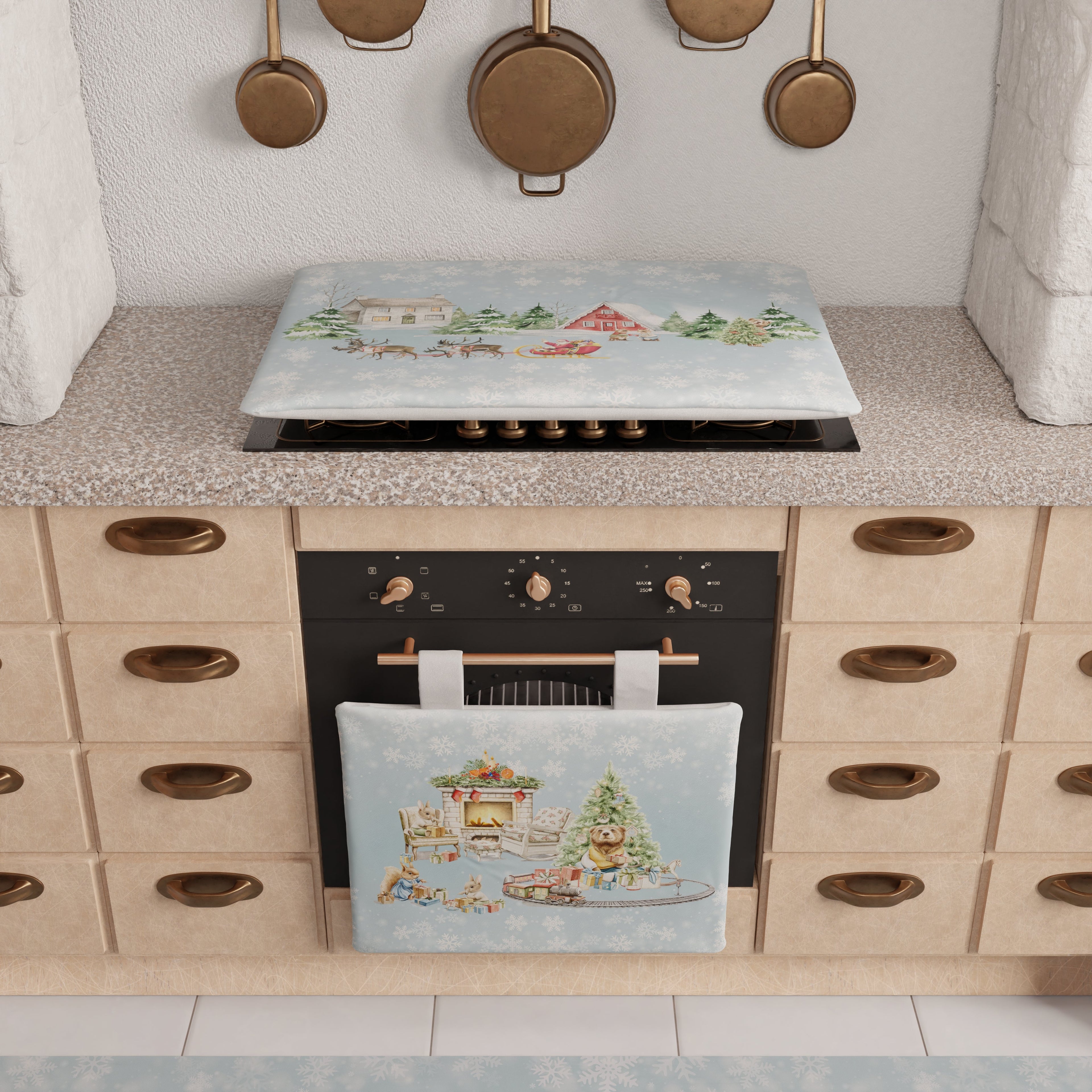 Copriforno Natalizio per Cucina in Stampa Digitale Snow