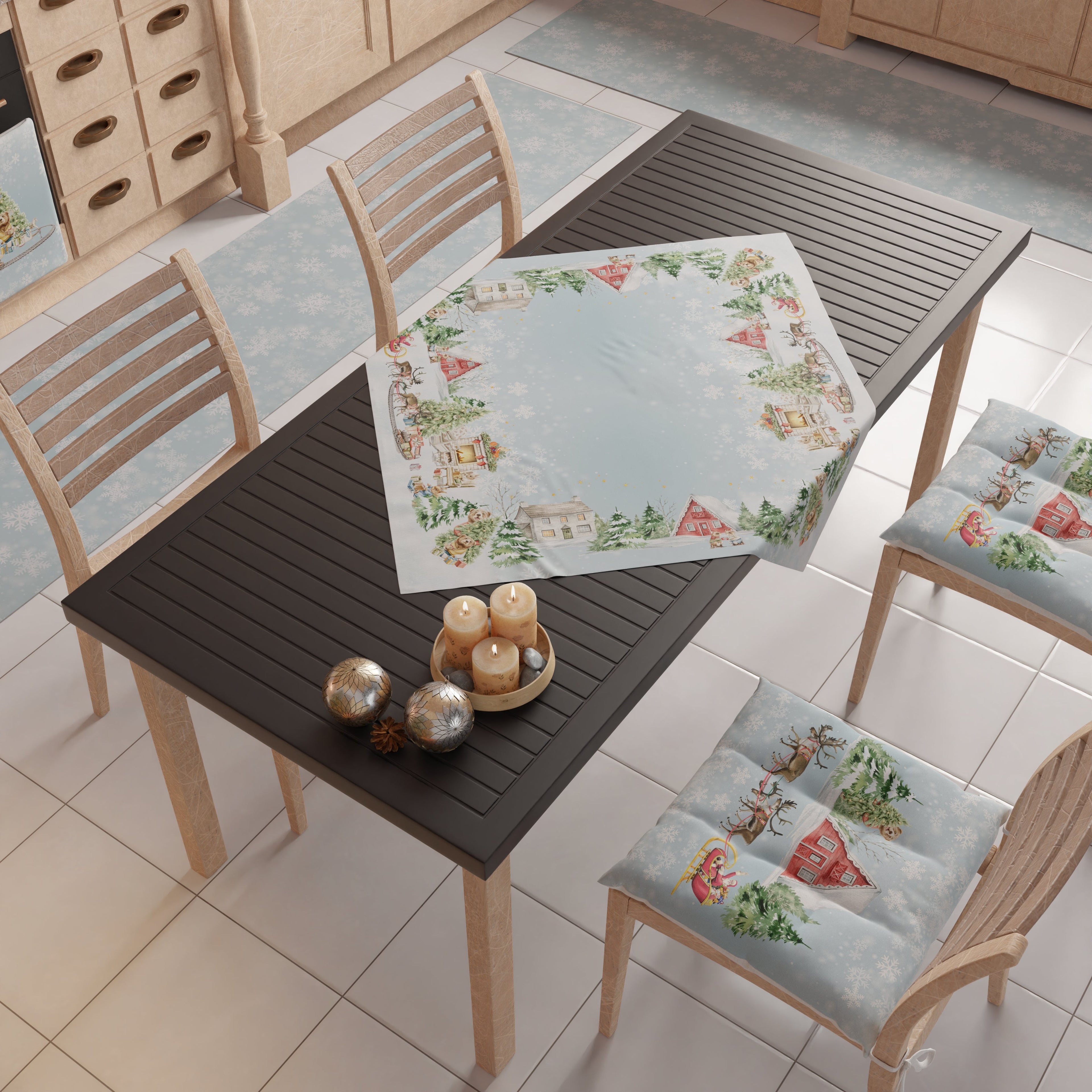 Centrotavola Natalizio per Cucina in Stampa Digitale Snow