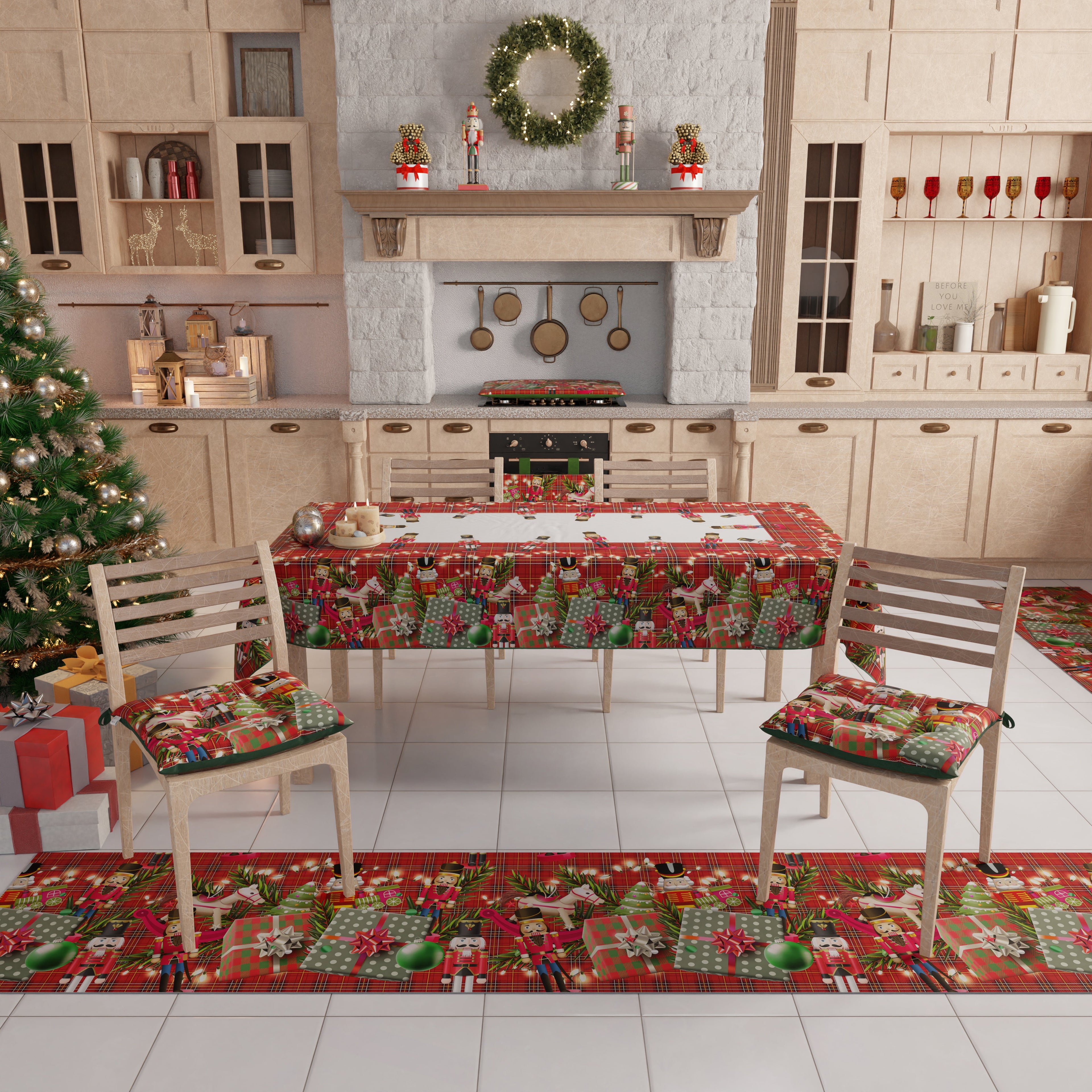 Tovaglia Natalizia, Tovaglia da tavola Antimacchia, Copritavolo da Cucina Soldatini