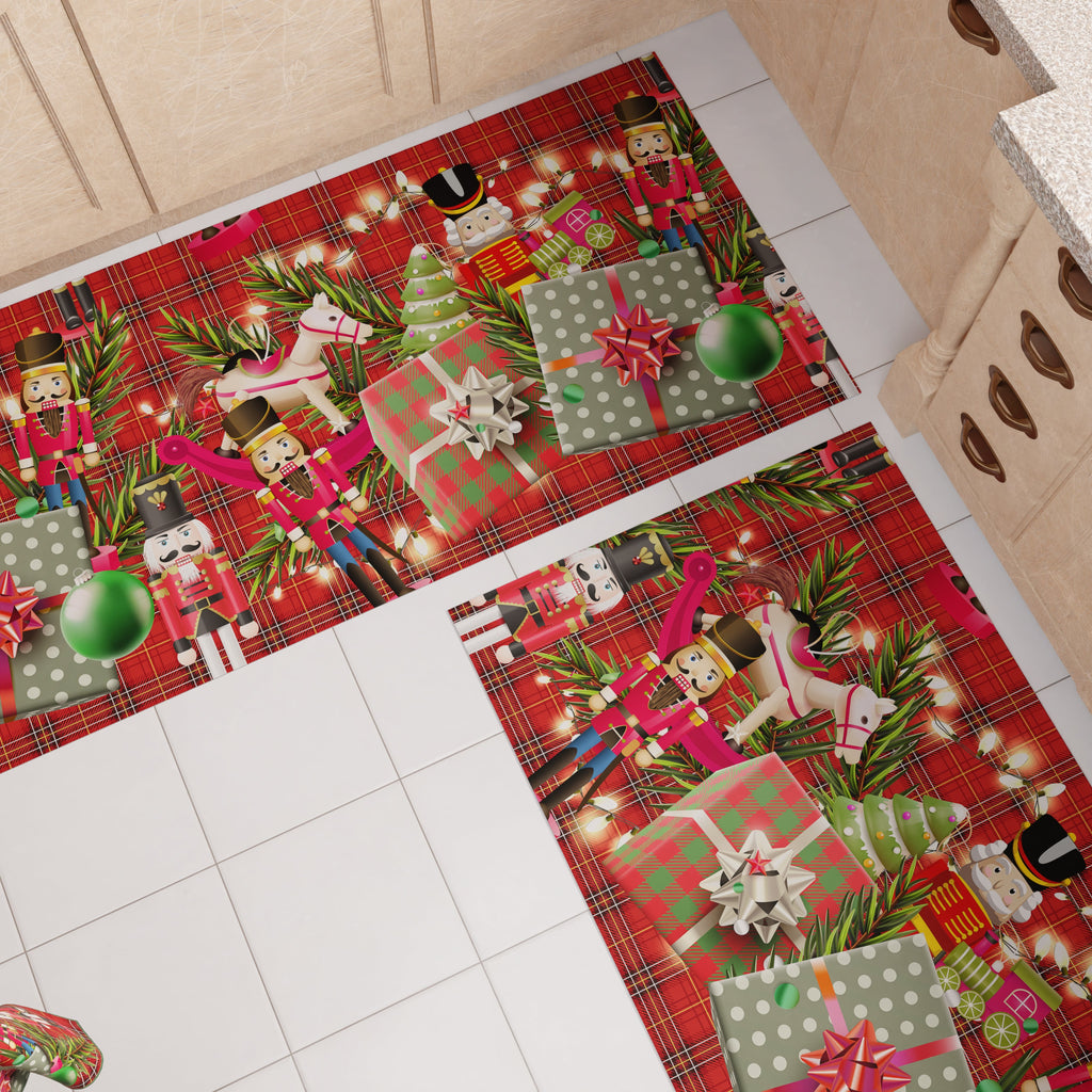 Tappeto Cucina Natalizio Antiscivolo Passatoia Natalizia Cucina lavabile, Soldatini
