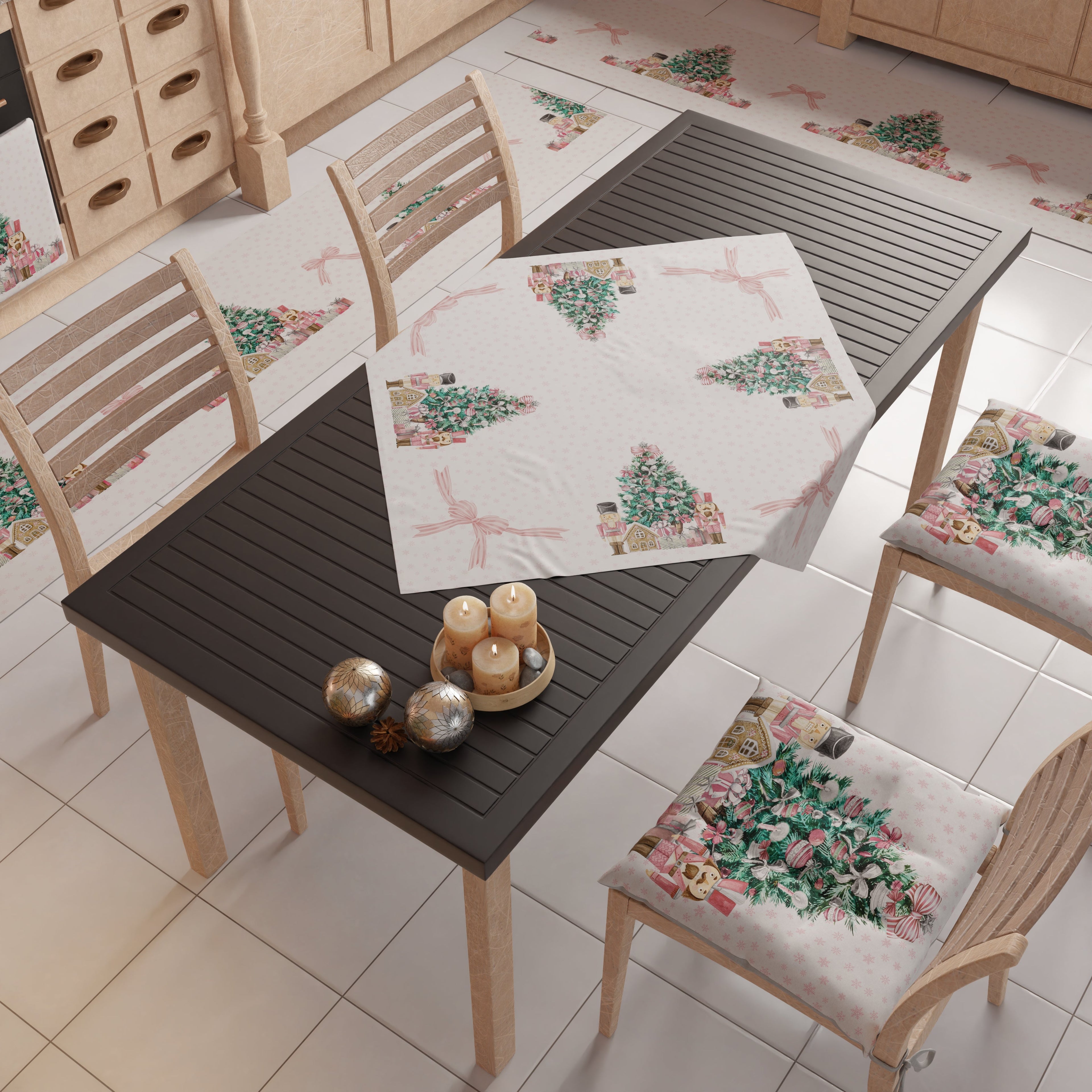 Centrotavola Natalizio per Cucina in Stampa Digitale Soldatini Rosa