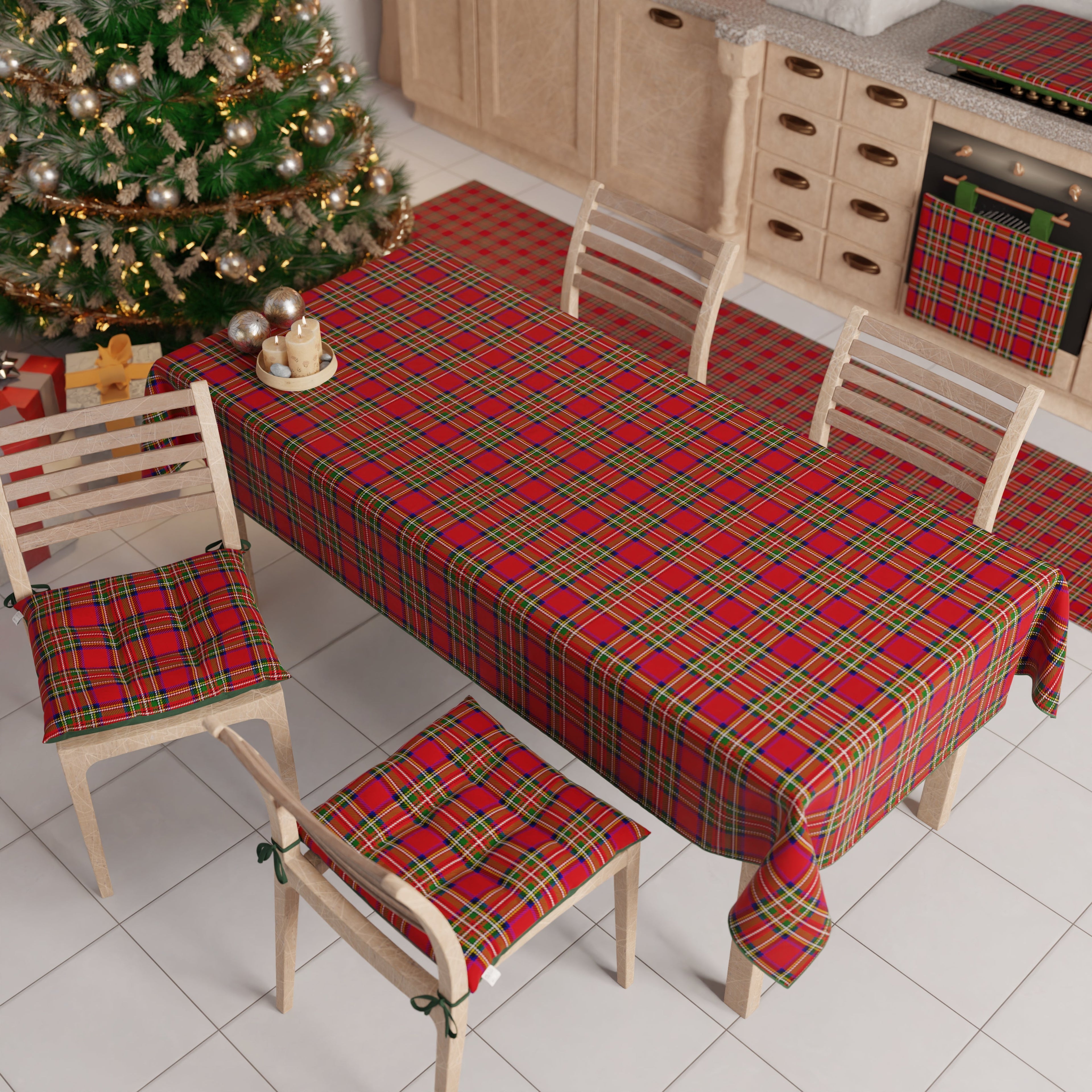 Cuscini per Sedie Natalizi Coprisedia Natalizi 6 Pezzi Tartan, Fantasia Scozzese