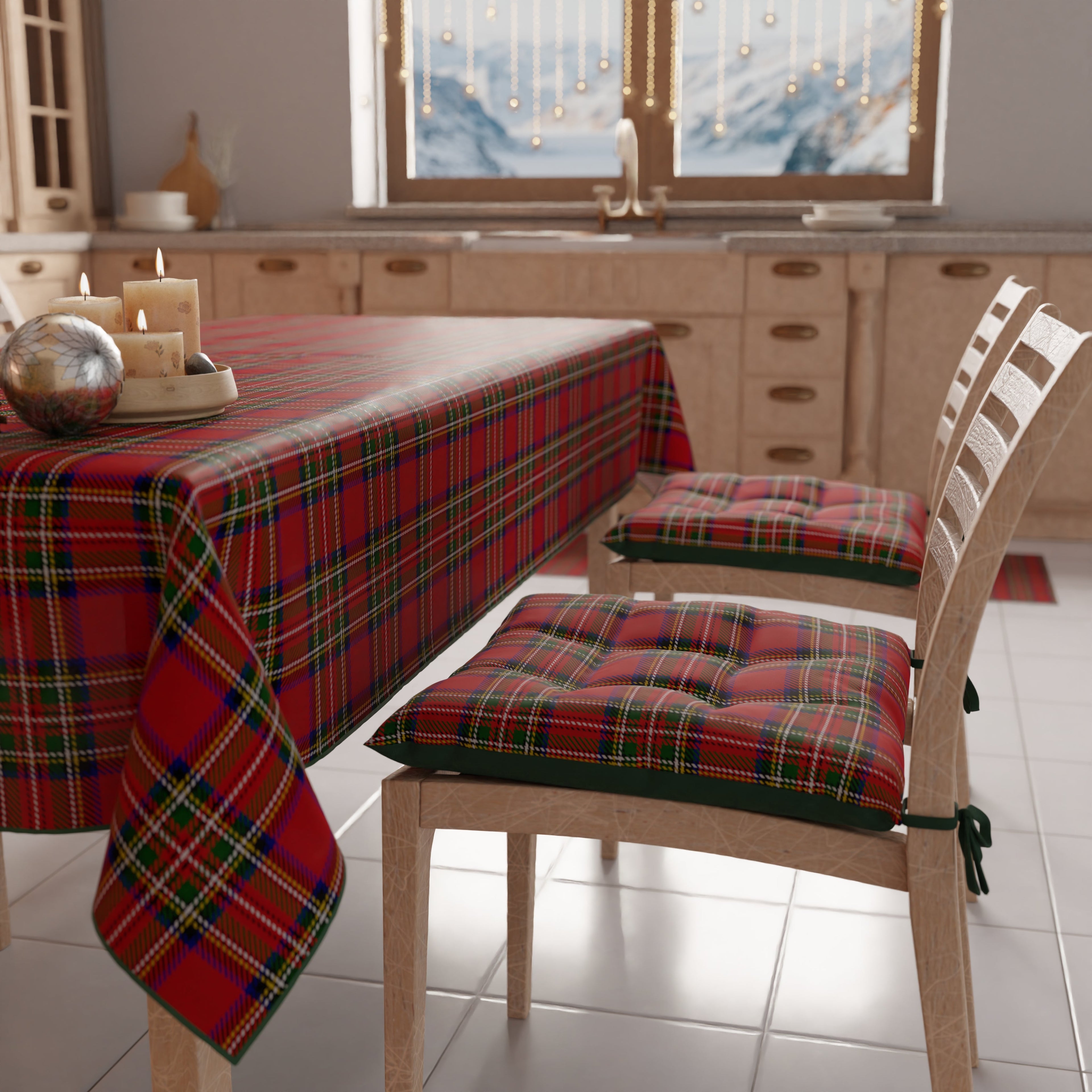 Cuscini per Sedie Natalizi Coprisedia Natalizi 6 Pezzi Tartan, Fantasia Scozzese