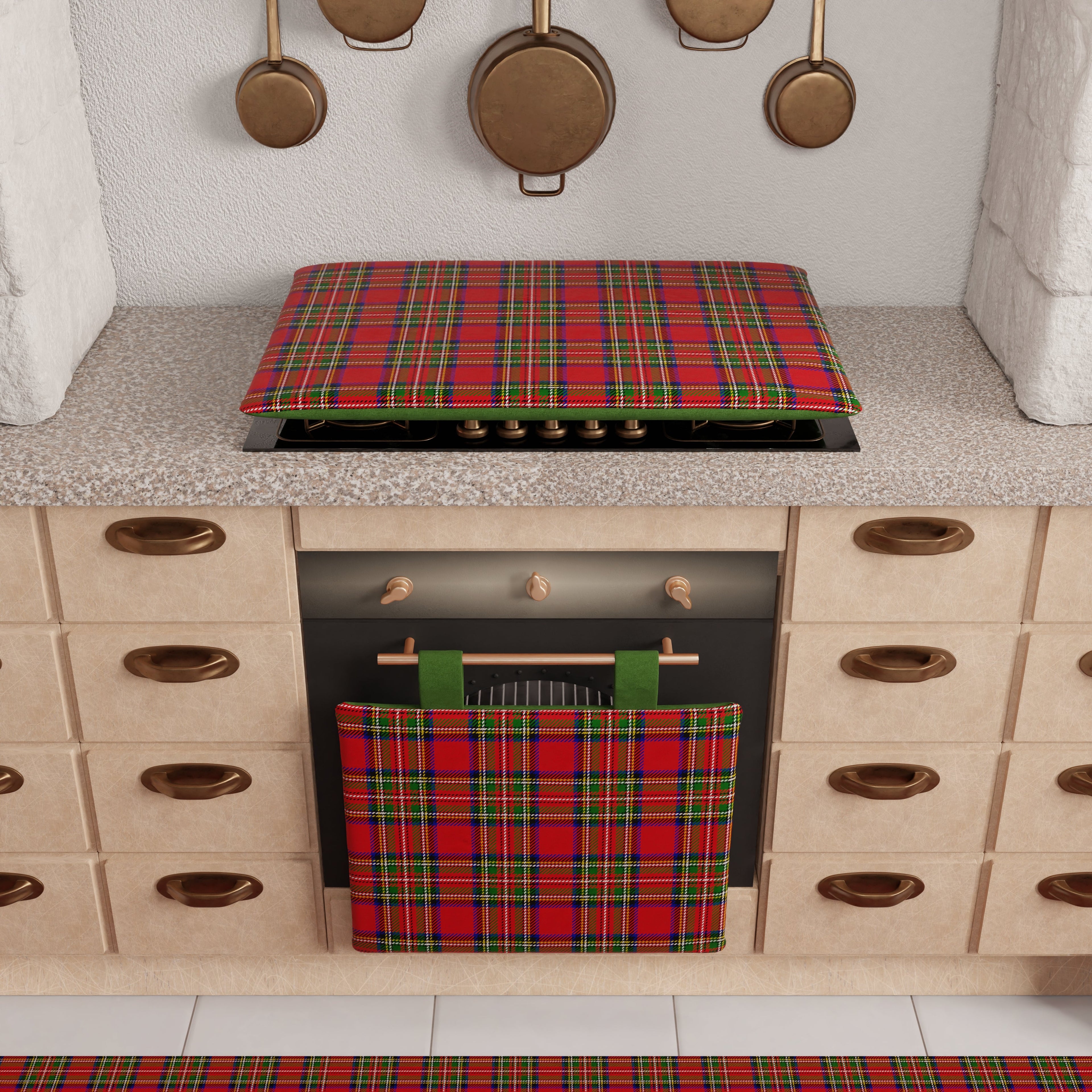 Coprifornello Natalizio Coprifuochi Cucina in Stampa Digitale Tartan, Fantasia Scozzese