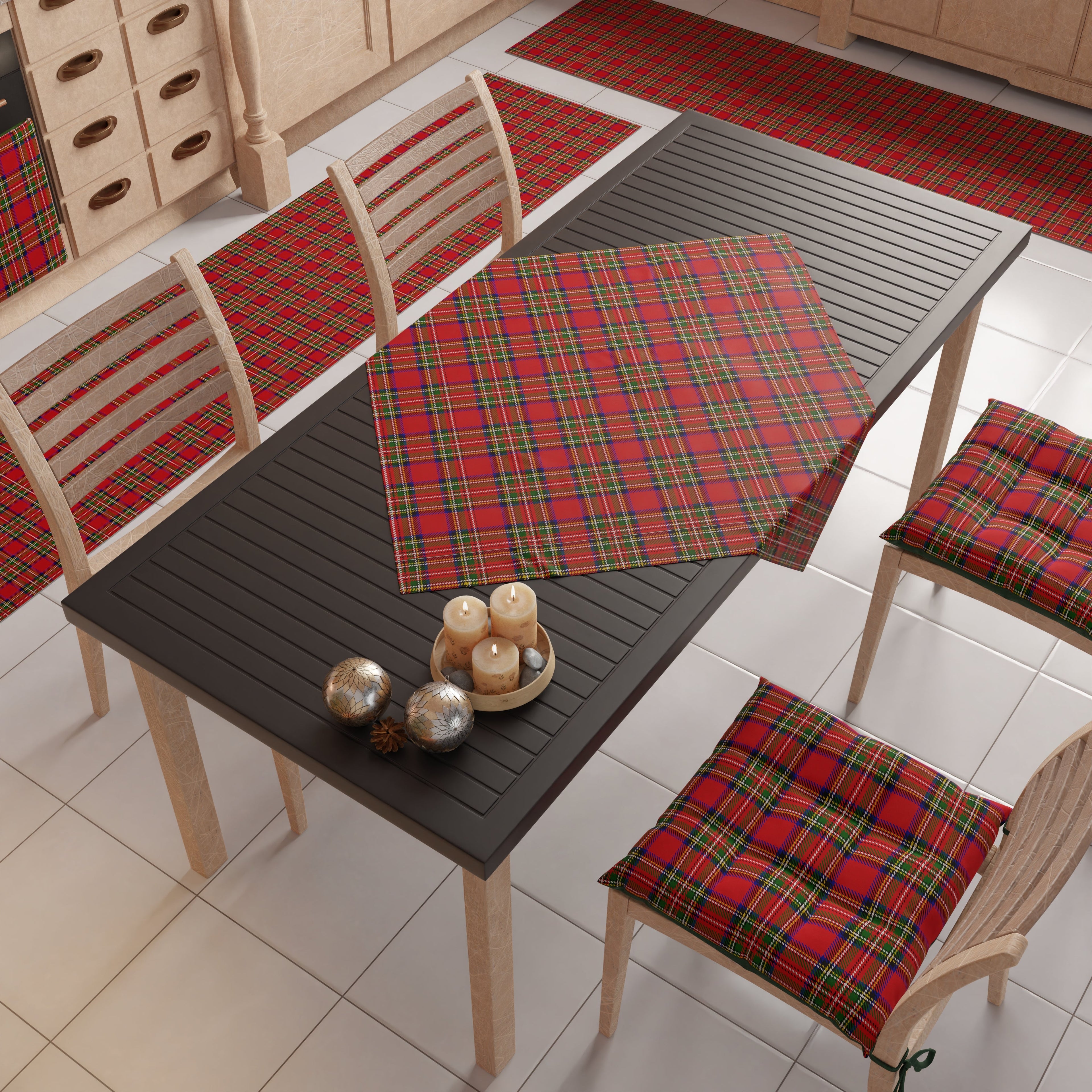 Centrotavola Natalizio per Cucina in Stampa Digitale Tartan, Fantasia Scozzese