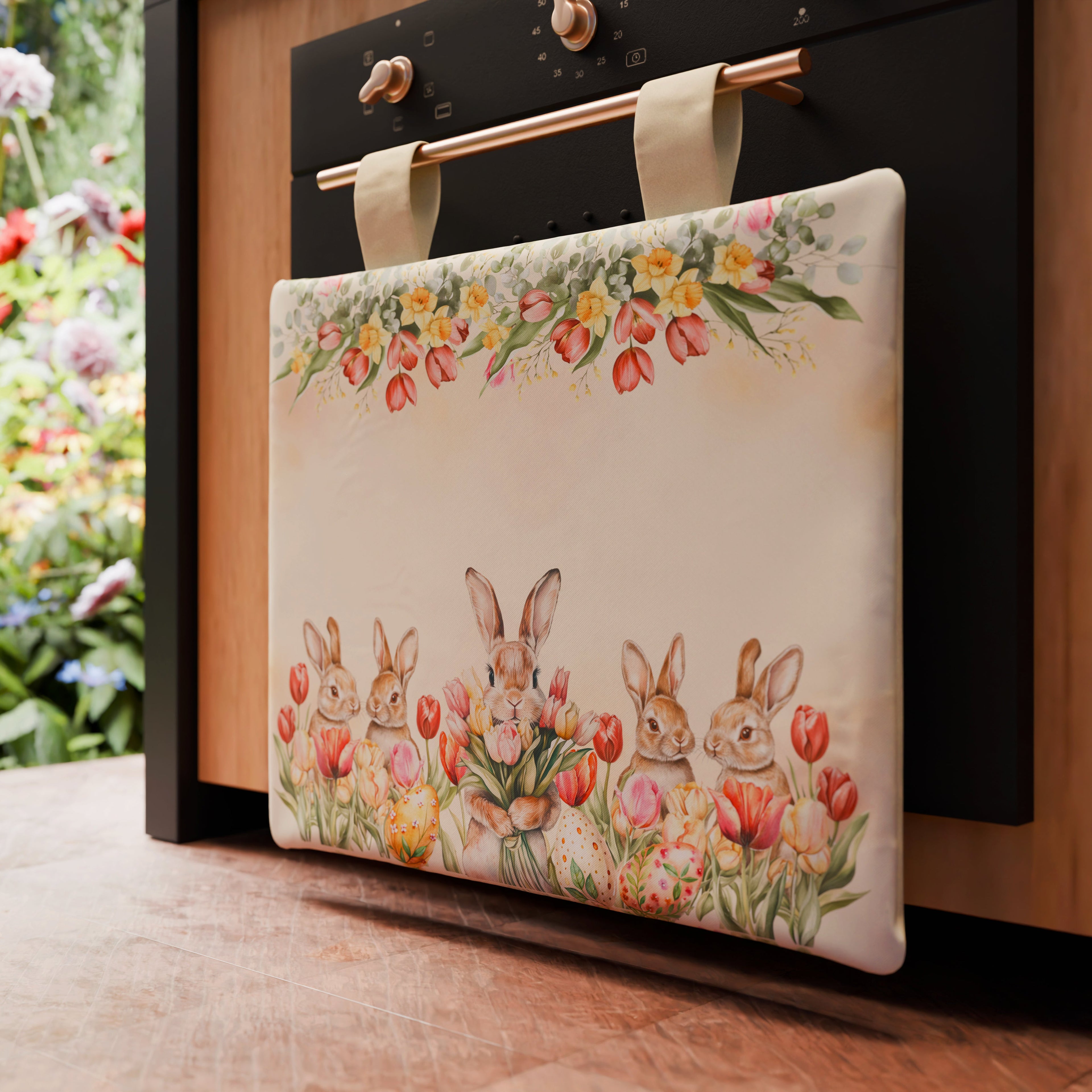 Copriforno Pasqua per Cucina in Stampa Digitale Tulipani