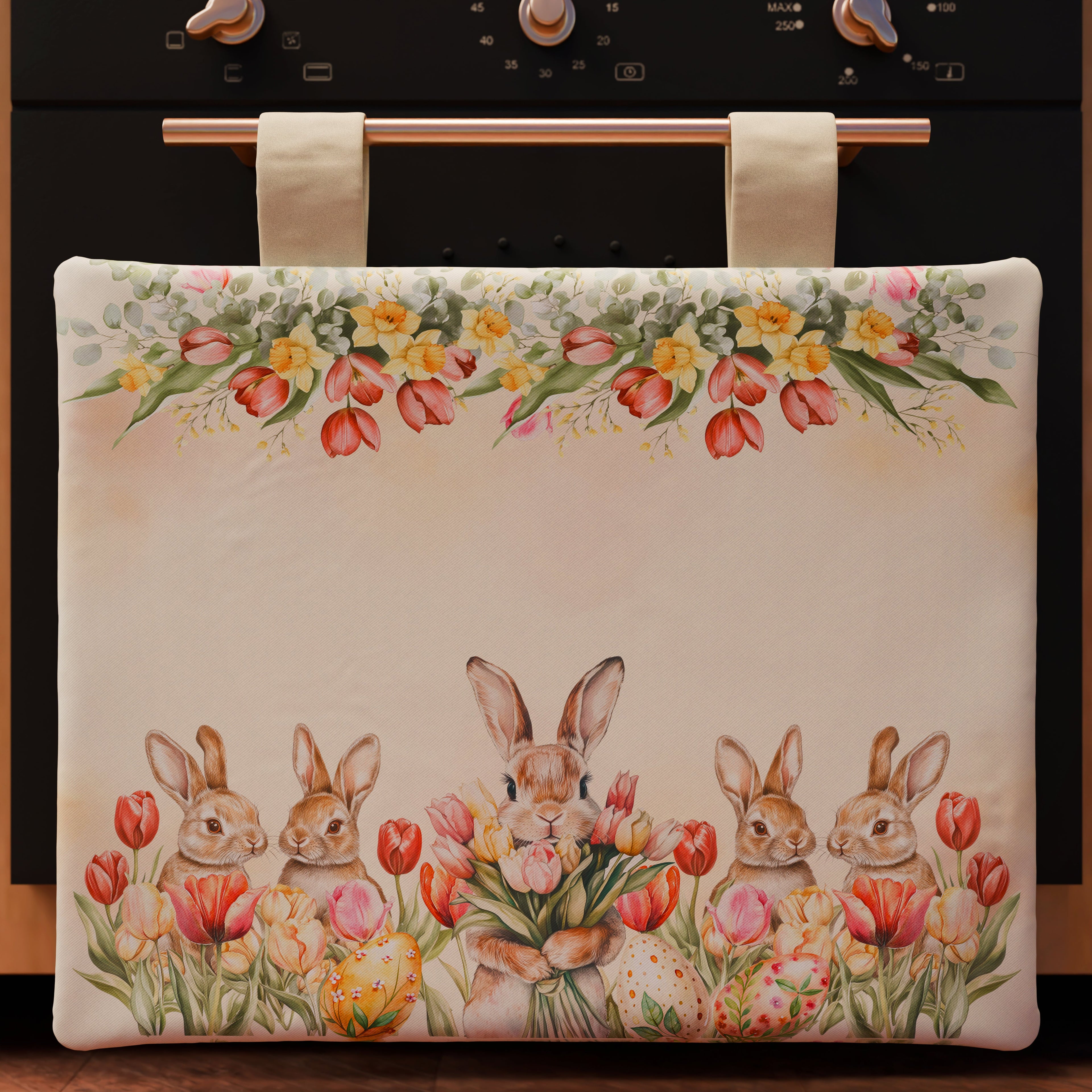 Copriforno Pasqua per Cucina in Stampa Digitale Tulipani