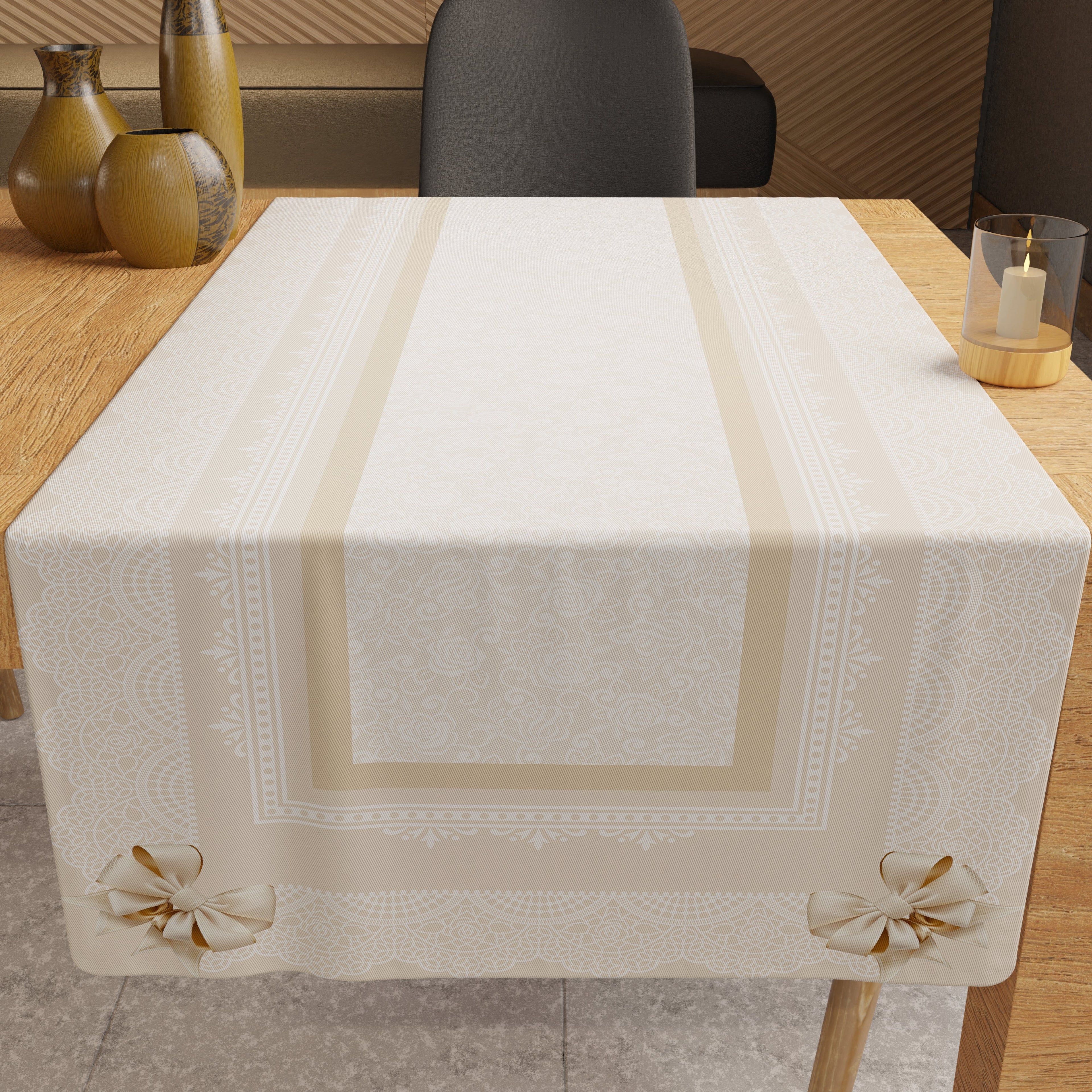 Runner Tavola, Tovaglia Runner, Runner Cucina Fiocco Beige