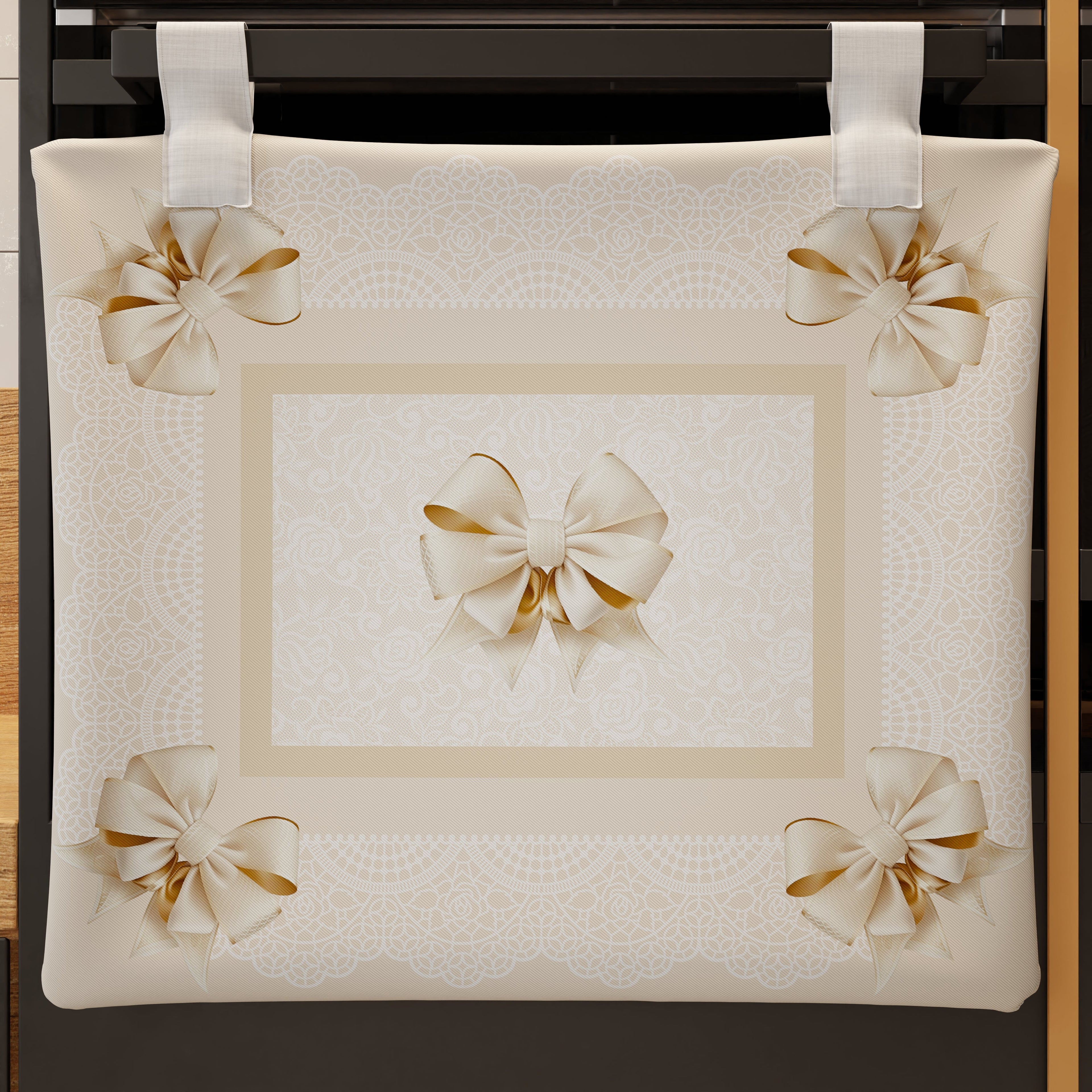 Copriforno per Cucina in Stampa Digitale Fiocco Beige 1pz 45x55cm