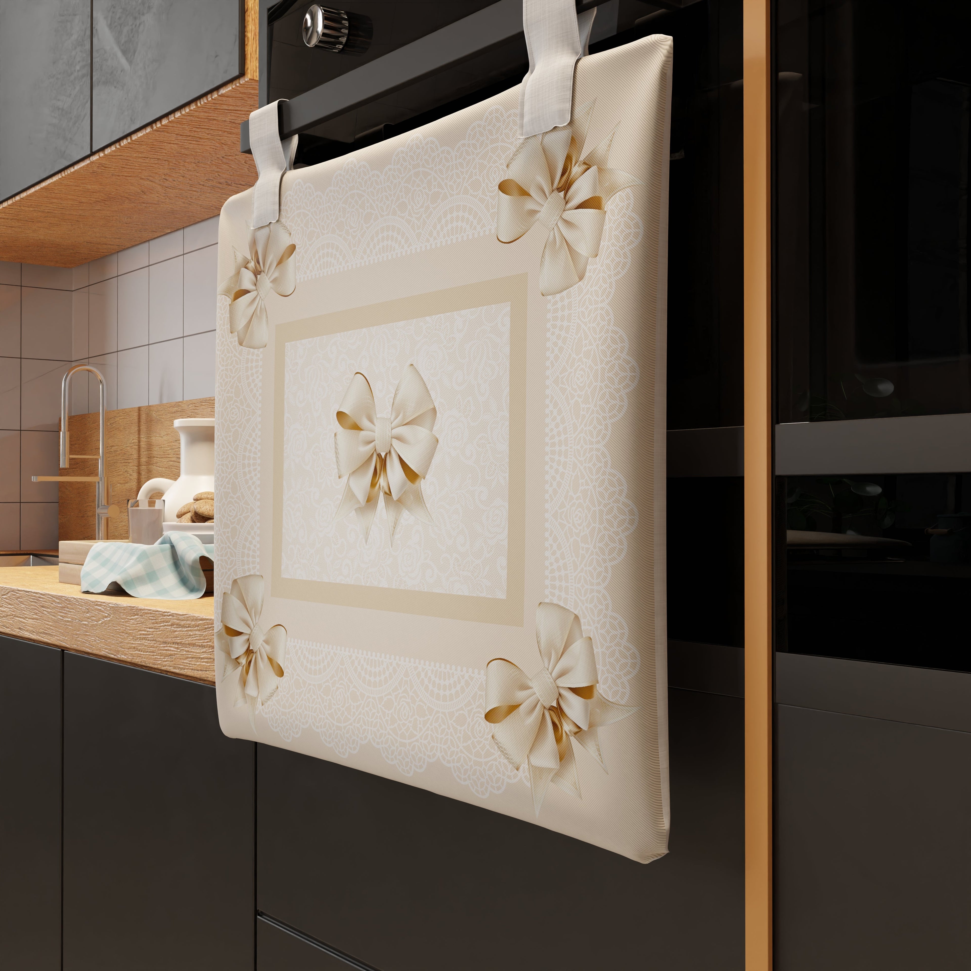 Copriforno per Cucina in Stampa Digitale Fiocco Beige 1pz 45x55cm