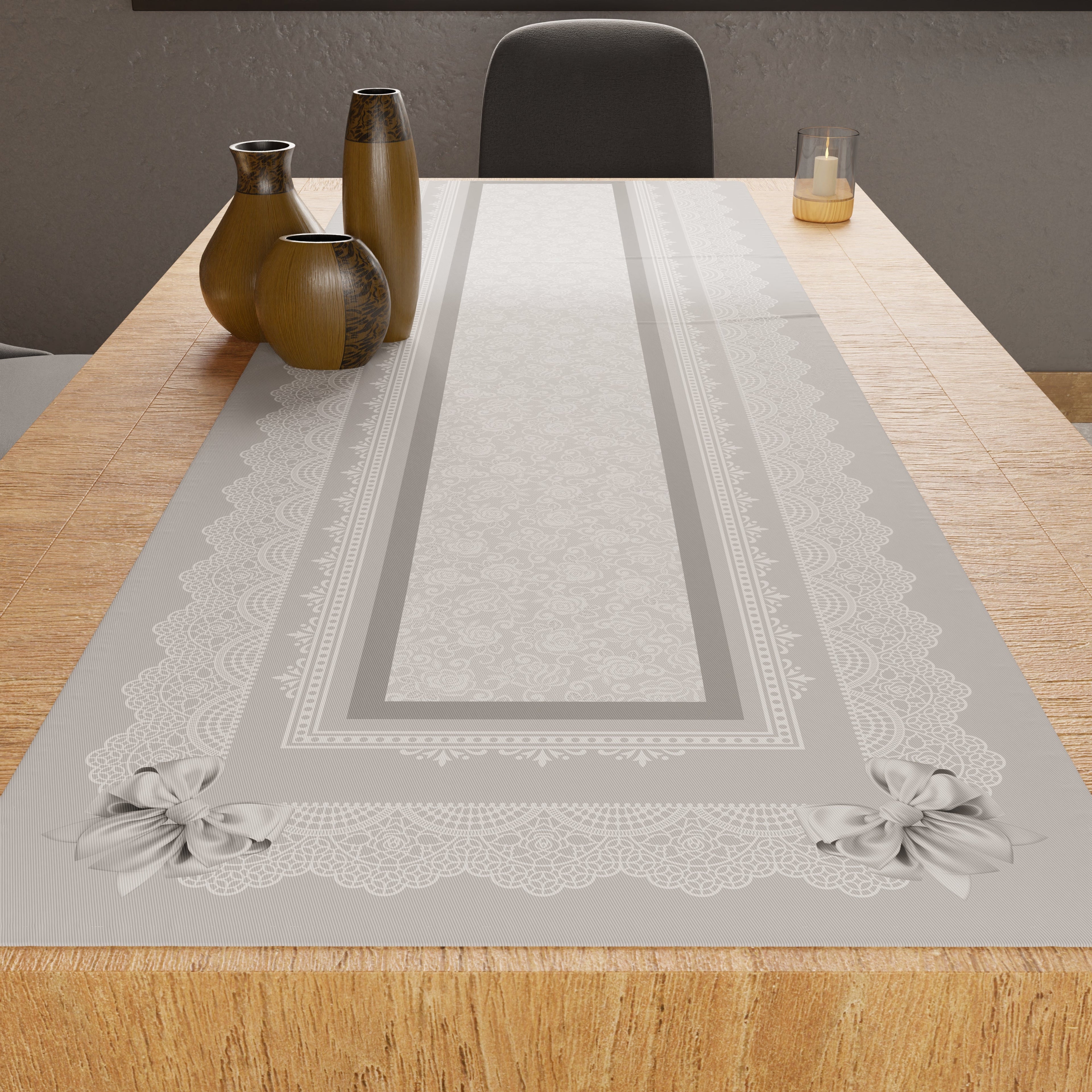 Runner Tavola, Tovaglia Runner, Runner Cucina Fiocco Grigio