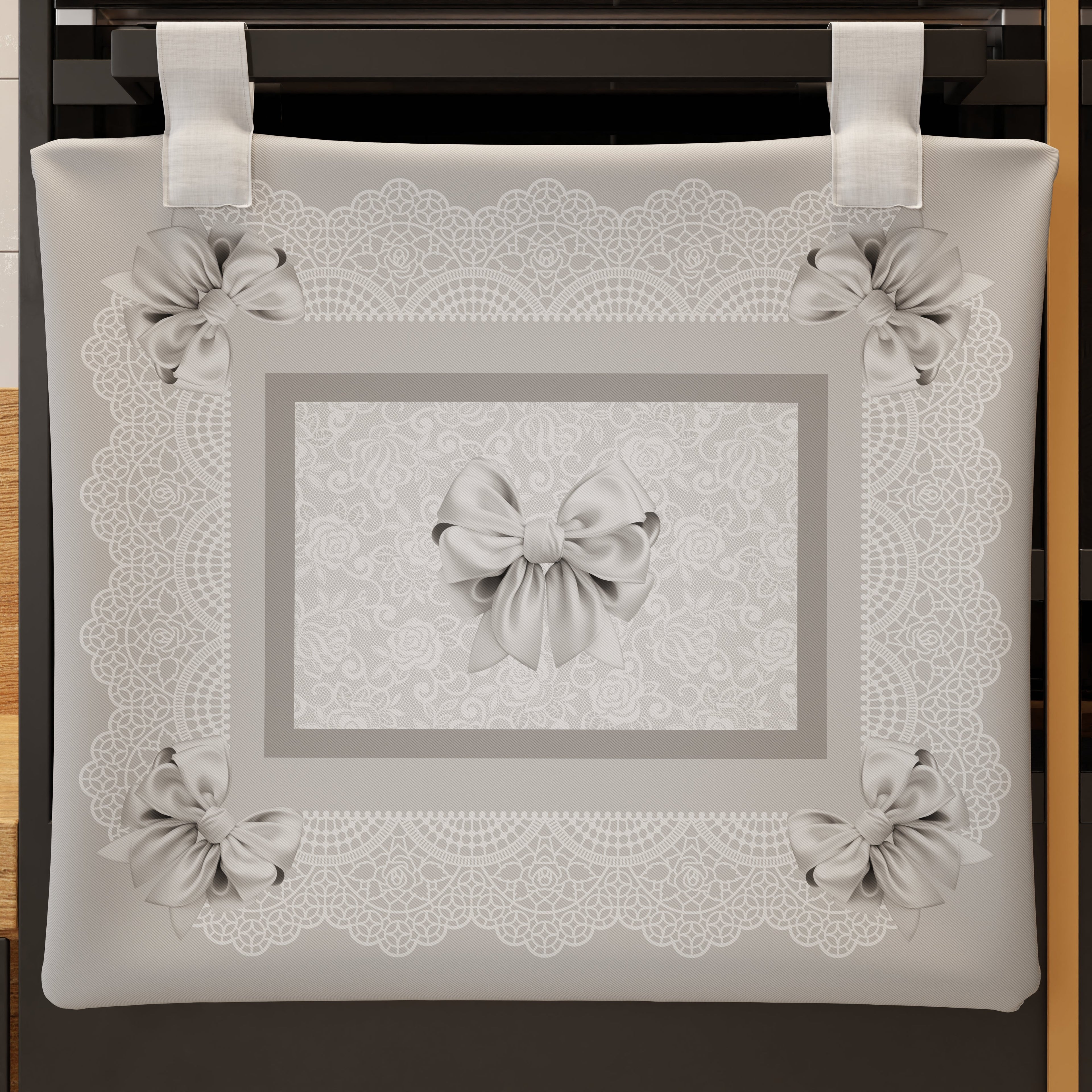 Copriforno per Cucina in Stampa Digitale Fiocco Grigio 1pz 45x55cm