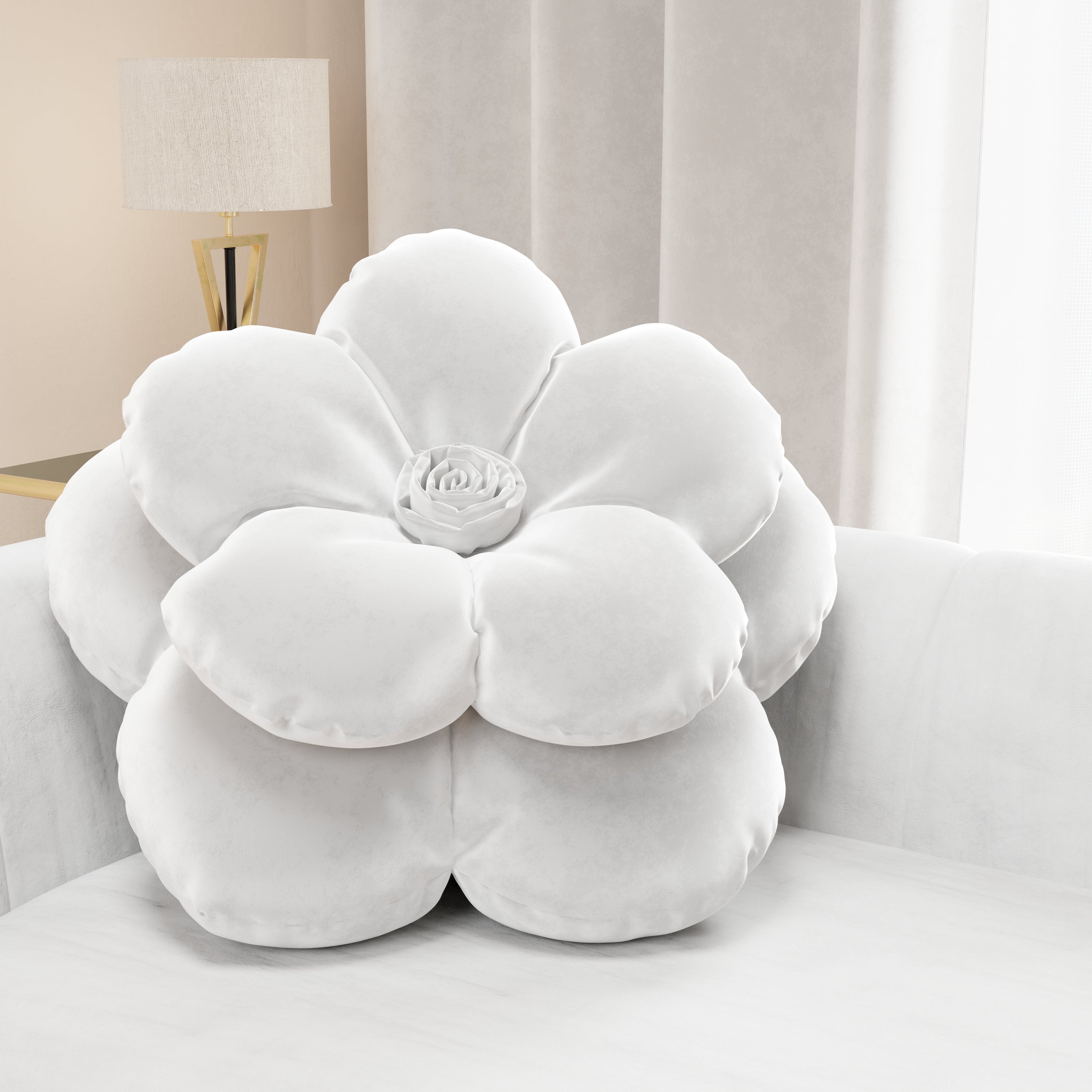 Cuscino Arredo Fiore Bianco