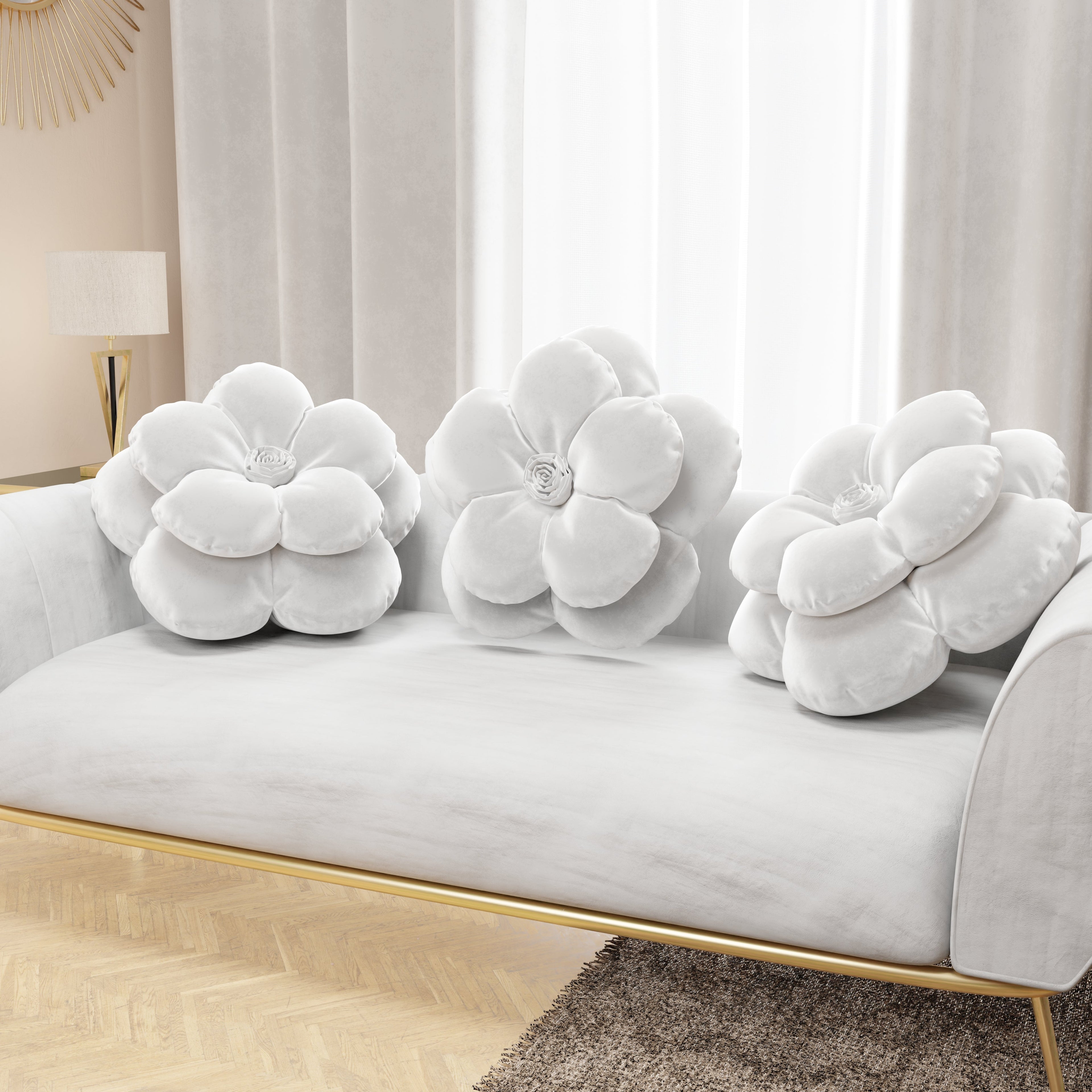 Cuscino Arredo Fiore Bianco