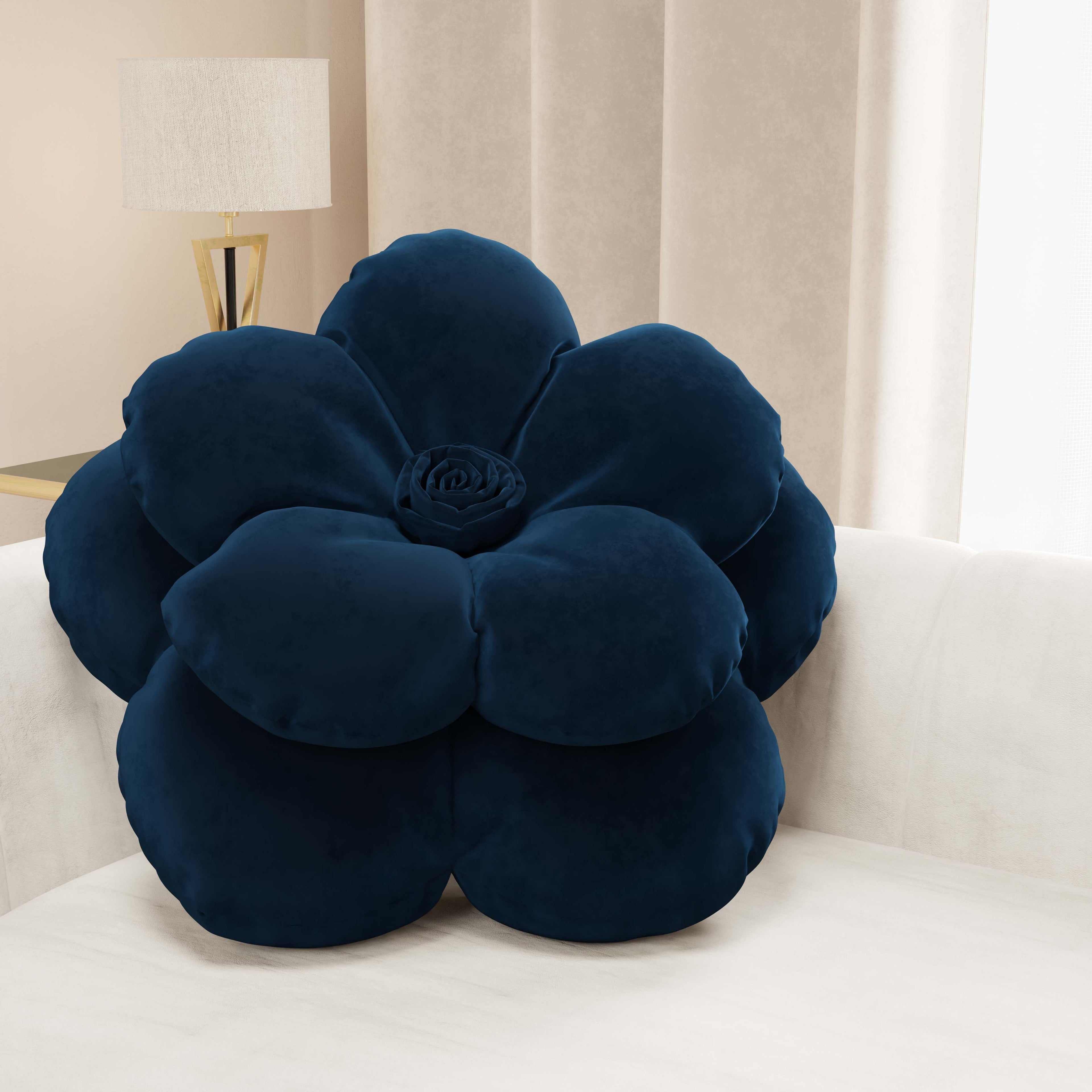 Cuscino Arredo Fiore Blu