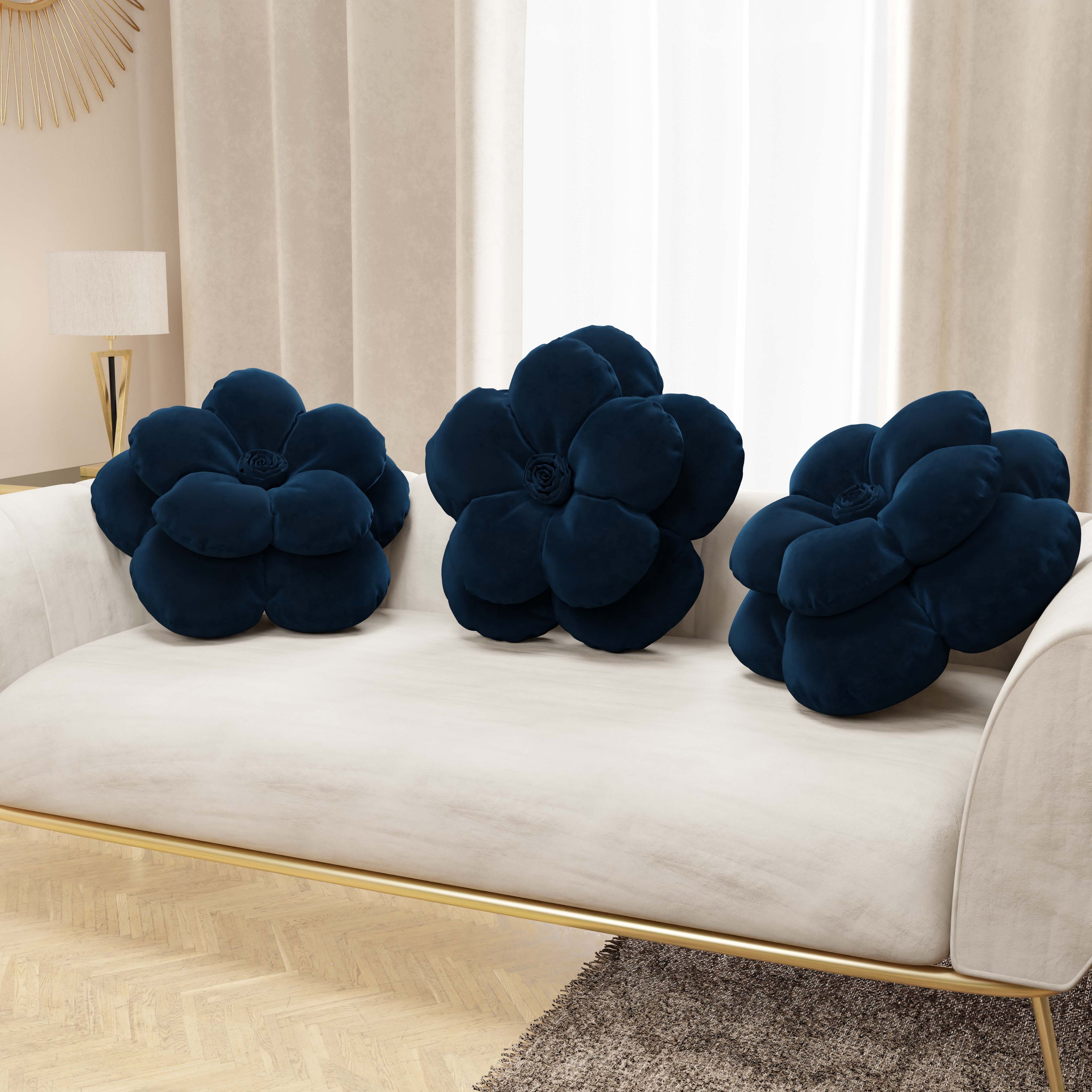 Cuscino Arredo Fiore Blu