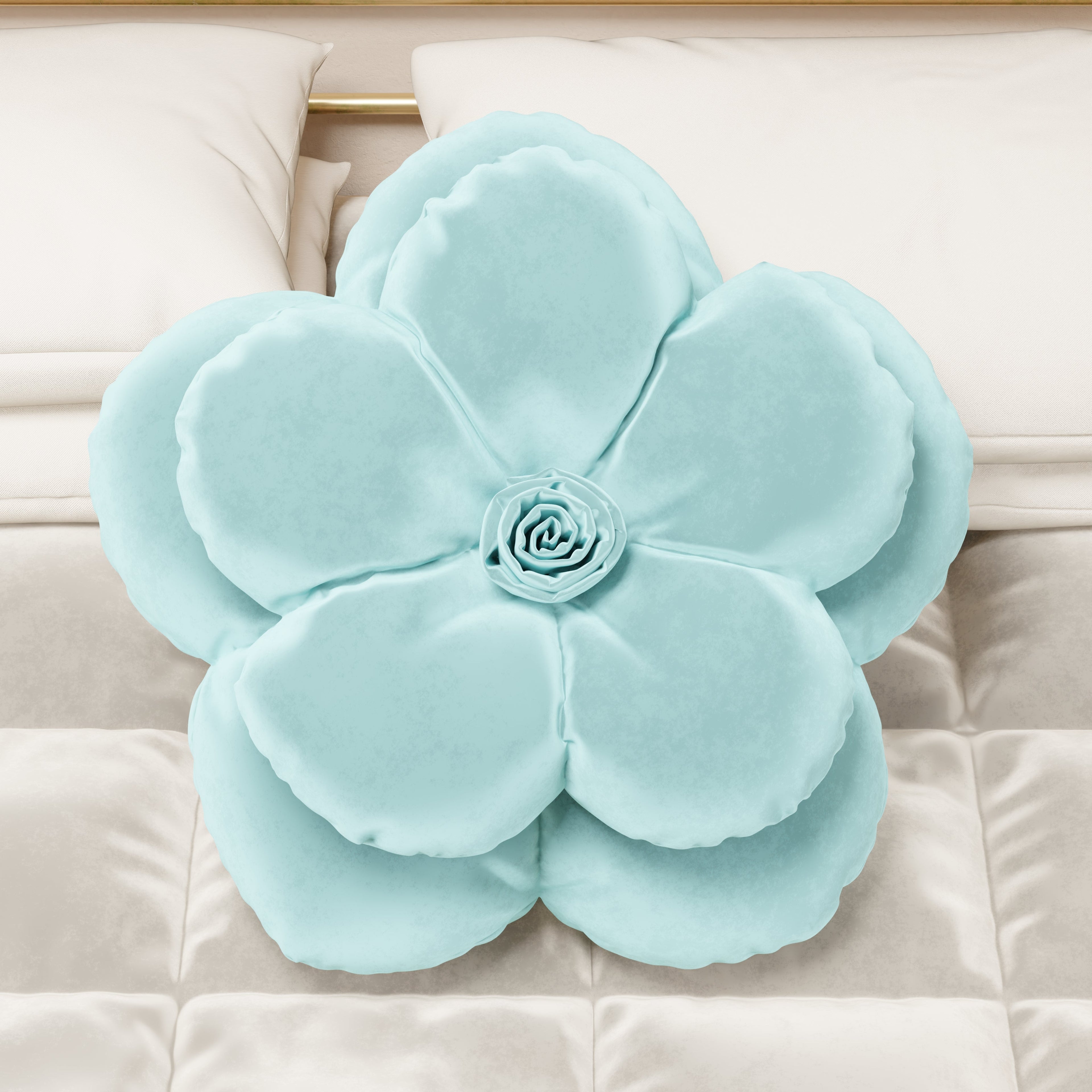 Cuscino Arredo Fiore Celeste