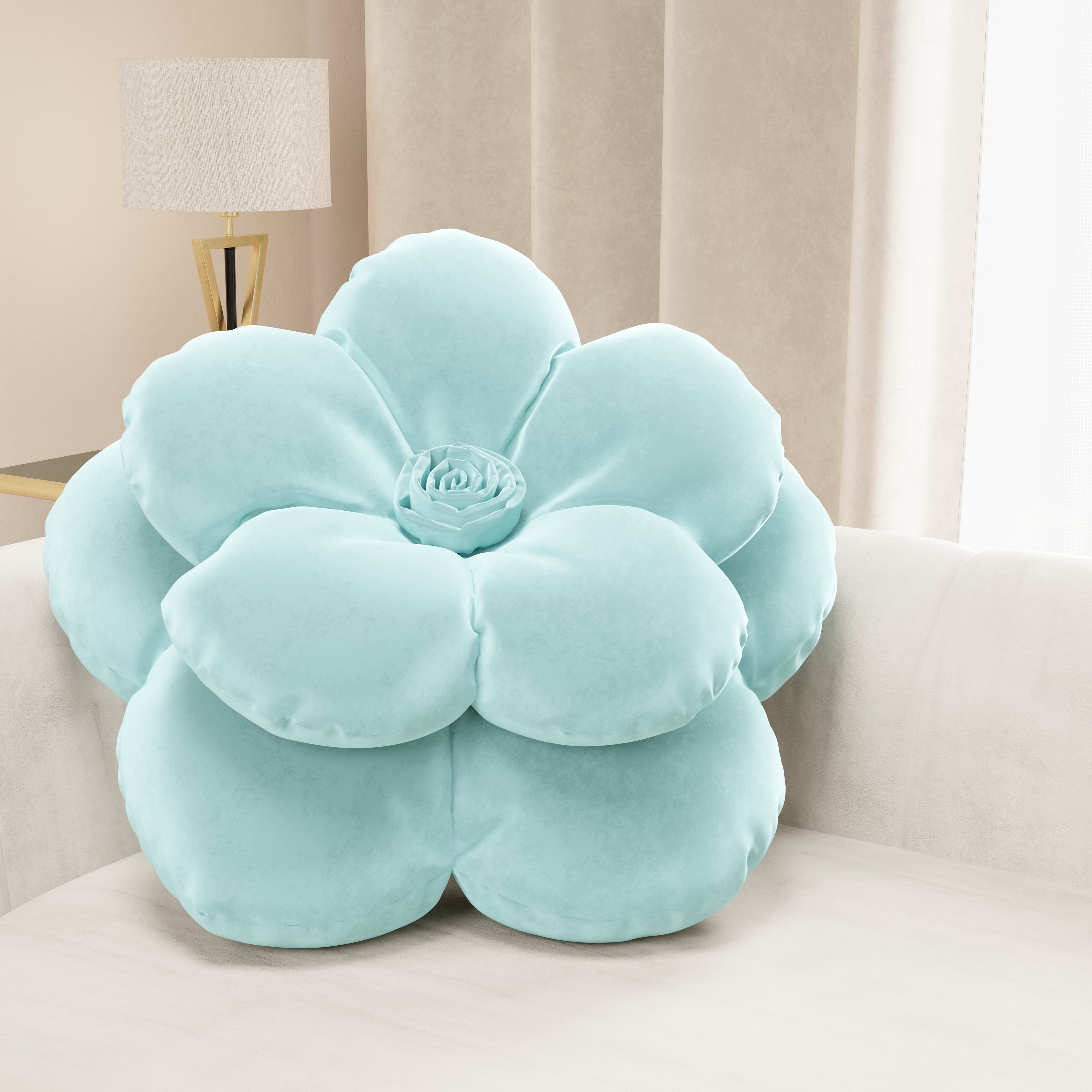 Cuscino Arredo Fiore Celeste